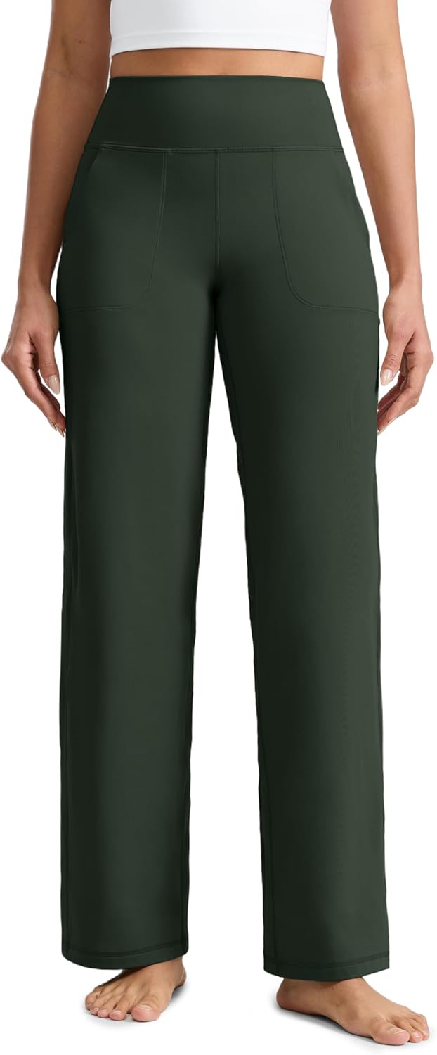 CRZ YOGA Butterlift Wide Leg Pants with Pockets - Legend Green