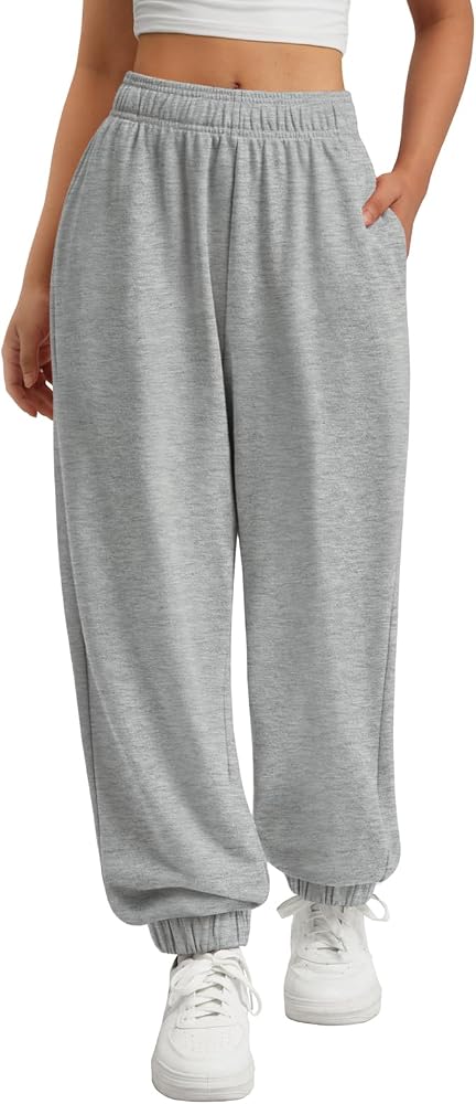 Women's wide leg baggy lounge sweatpants in A-Grey