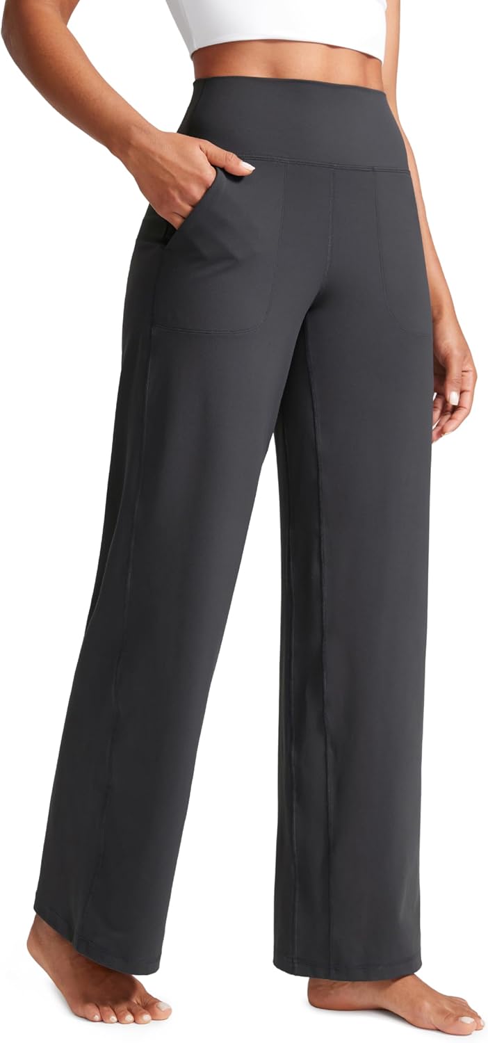 CRZ YOGA Butterlift Wide Leg Pants with Pockets - Mysterious Grey