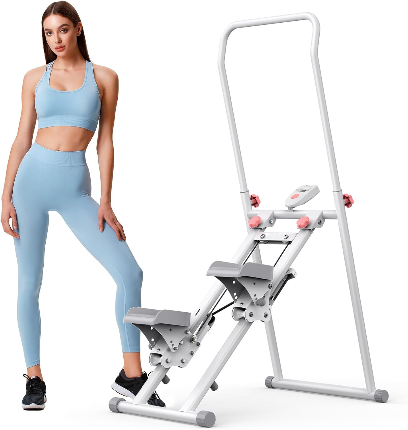 Stair Stepper for Home Gym Exercise, New Version Vertical Climber Machine for Full-Body Workout, Compact Folding Cardio Exercise Climber with Extended Step Range, Adjustable Handlebar & Pedals