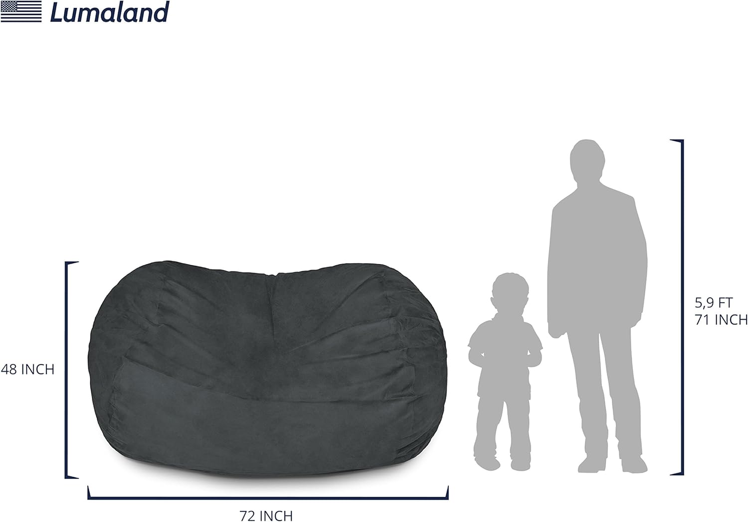 Luxurious Giant 7ft Bean Bag Chair with Microsuede Cover - Ultra Soft, Foam Filling, Washable XXL Bean Bag Sofa for Kids, Teenagers, Adults - Sack Chair for Dorm, Family Room - Brown