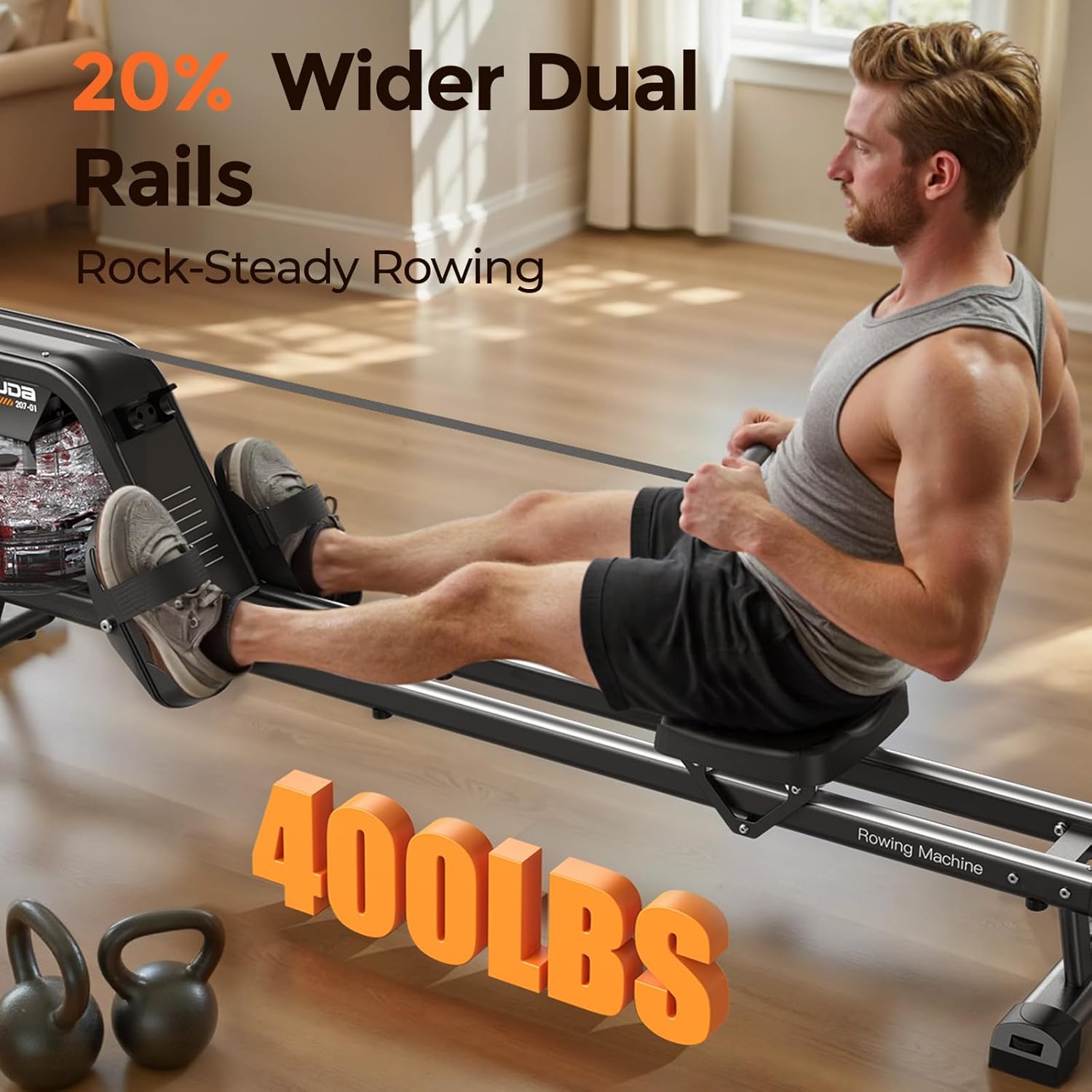 Magnetic/Water Rowing Machine for Home - Rower Machine Use with Bluetooth, App Supported, Rowing Machine for Taller Power Athletes, Comfortable Seat Cushion