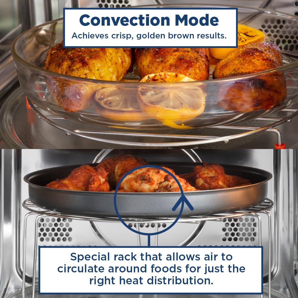 GCST10A1WSS 4-in-1 Microwave Oven, 1,050 Watts Air Fryer, Broiler & Convection Mode, Child-Lock Technology, Kitchen Essentials for The Countertop or Dorm Room, 1.0 Cu. Ft, Stainless Steel
