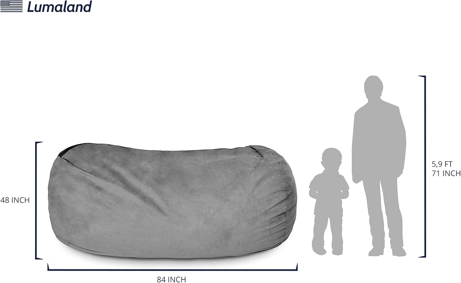 Luxurious Giant 7ft Bean Bag Chair with Microsuede Cover - Ultra Soft, Foam Filling, Washable XXL Bean Bag Sofa for Kids, Teenagers, Adults - Sack Chair for Dorm, Family Room - Brown