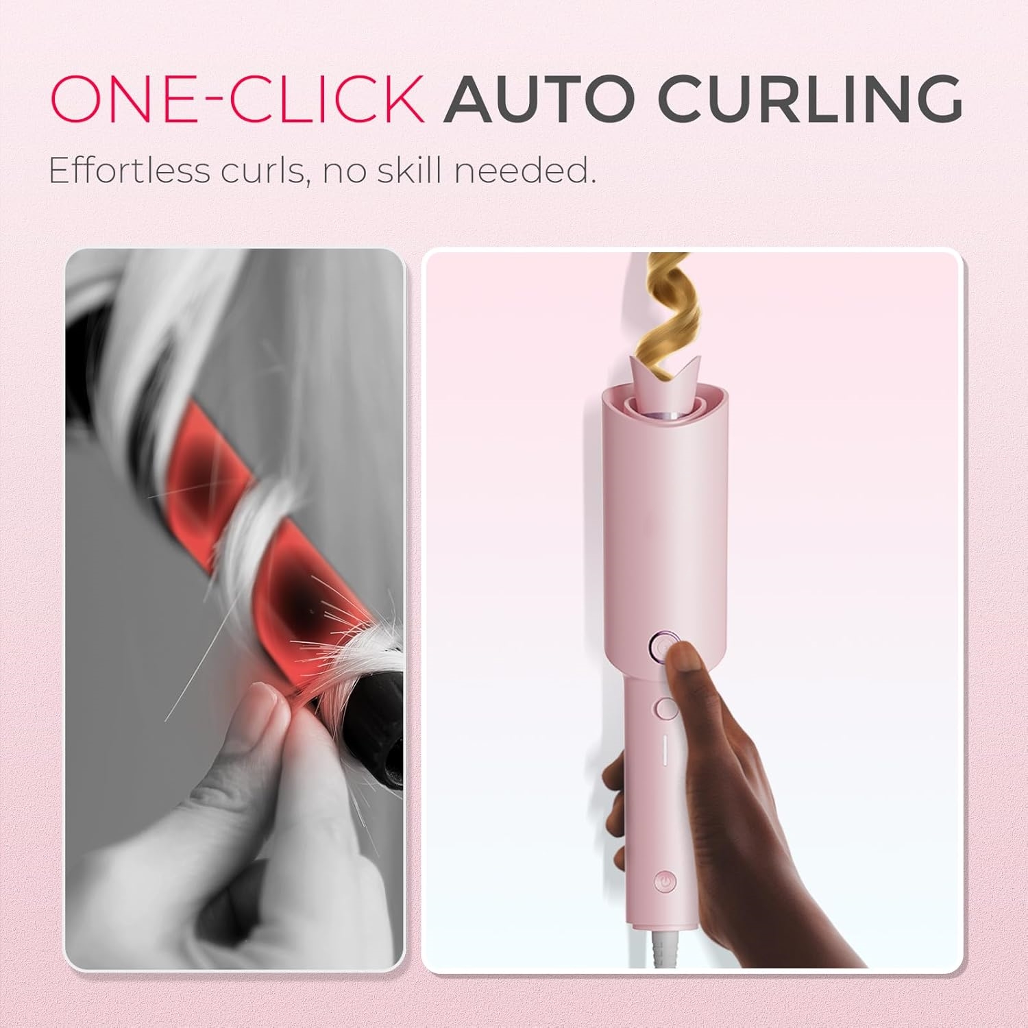 Automatic Rotating Curling Iron - CURLPRO Beach Waves Curling Wand, Portable Hair Curler, 500 Million Ionic, Dual Voltage & Lightweight for Travel, Ceramic Coating, 1 Inch, Metallic Gray
