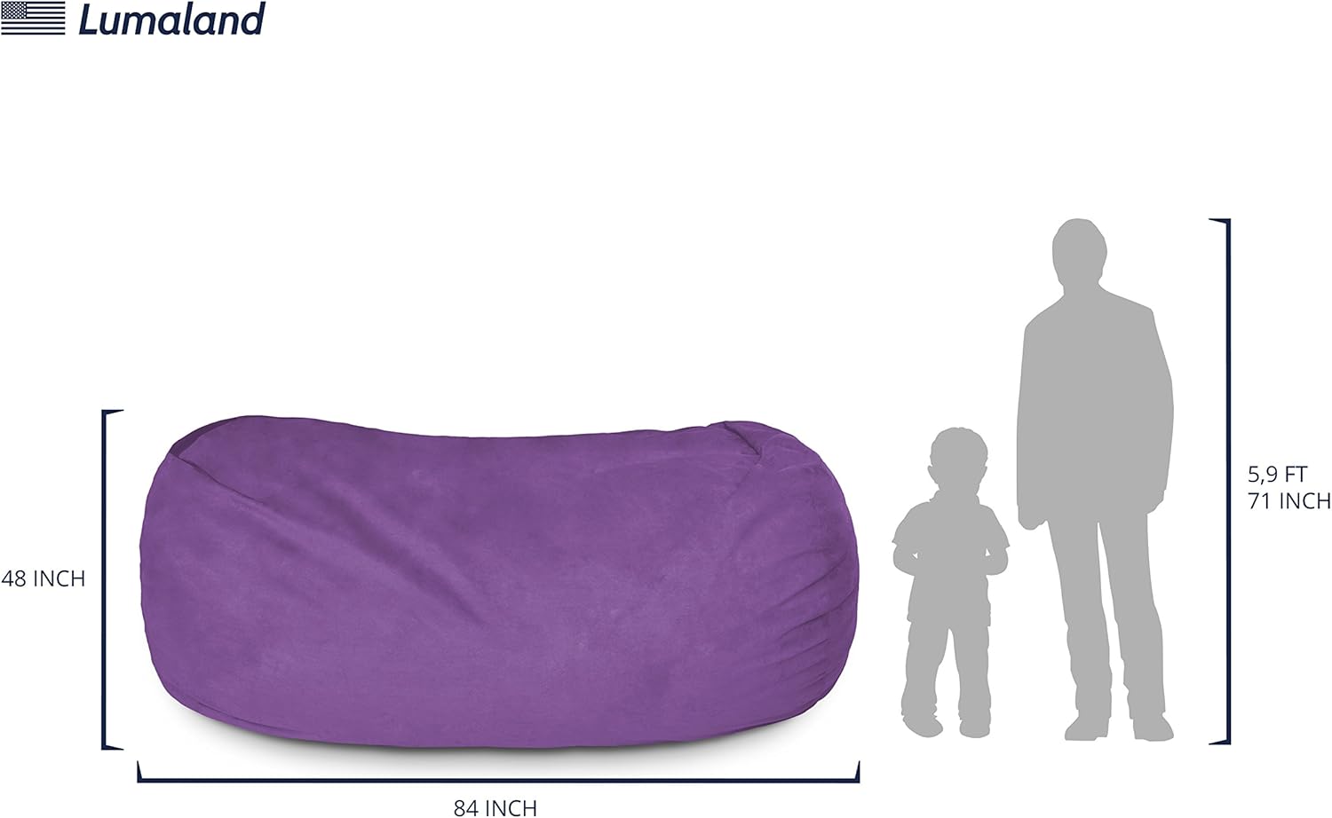 Luxurious Giant 7ft Bean Bag Chair with Microsuede Cover - Ultra Soft, Foam Filling, Washable XXL Bean Bag Sofa for Kids, Teenagers, Adults - Sack Chair for Dorm, Family Room - Brown