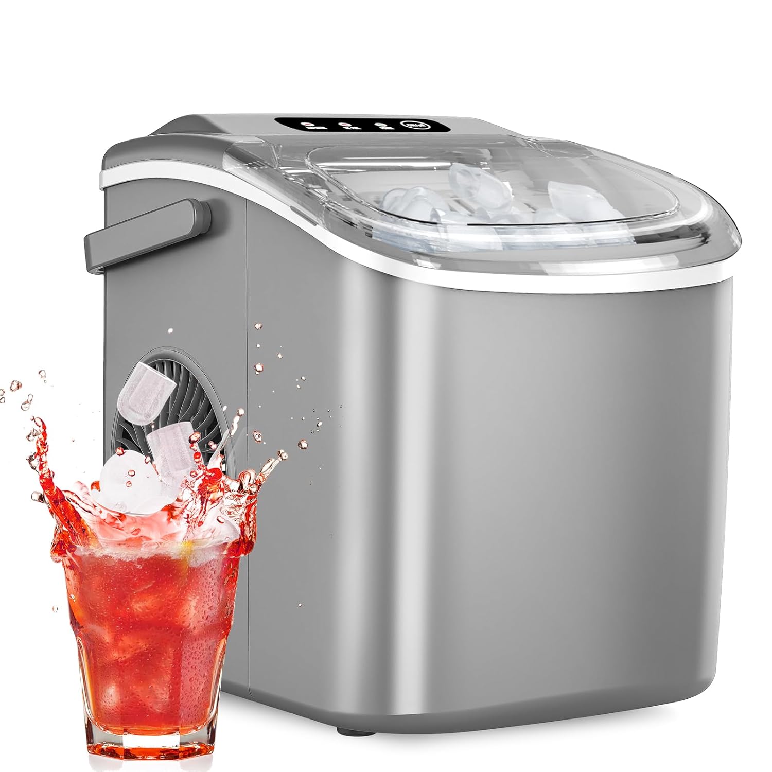 Ice Maker Countertop, Efficient Easy Carry Ice Machine, Self-Cleaning Ice Maker with Ice Scoop & Basket, 9pcs/ 8mins 26.6Lbs Per Day for Home/Office/Kitchen,Black
