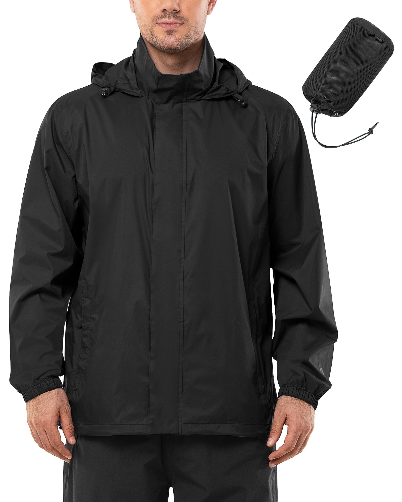 UIQUR Men Waterproof Raincoat Windbreaker Lightweight Packable Rain Jacket detail image