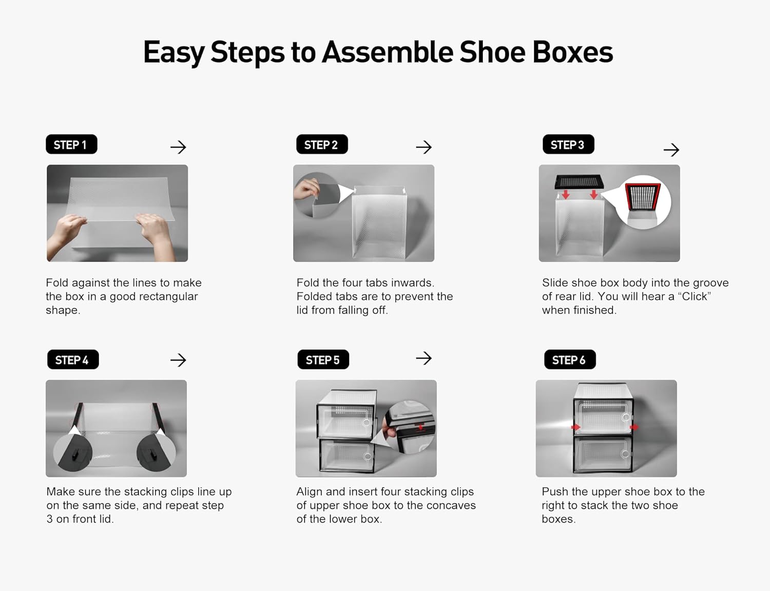 Large Shoe Storage Boxes Organizers Clear Plastic Stackable 12 Pack, Shoe Rack & Holder Substitute, Sneaker Containers, Toy Storage Organizer Bins for Entryway, Closet, Under Bed, Black