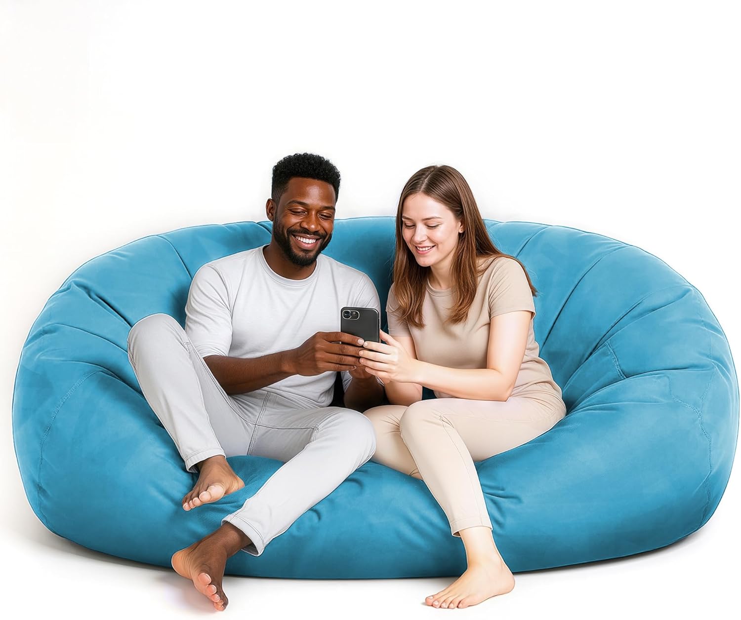 Luxurious Giant 7ft Bean Bag Chair with Microsuede Cover - Ultra Soft, Foam Filling, Washable XXL Bean Bag Sofa for Kids, Teenagers, Adults - Sack Chair for Dorm, Family Room - Brown