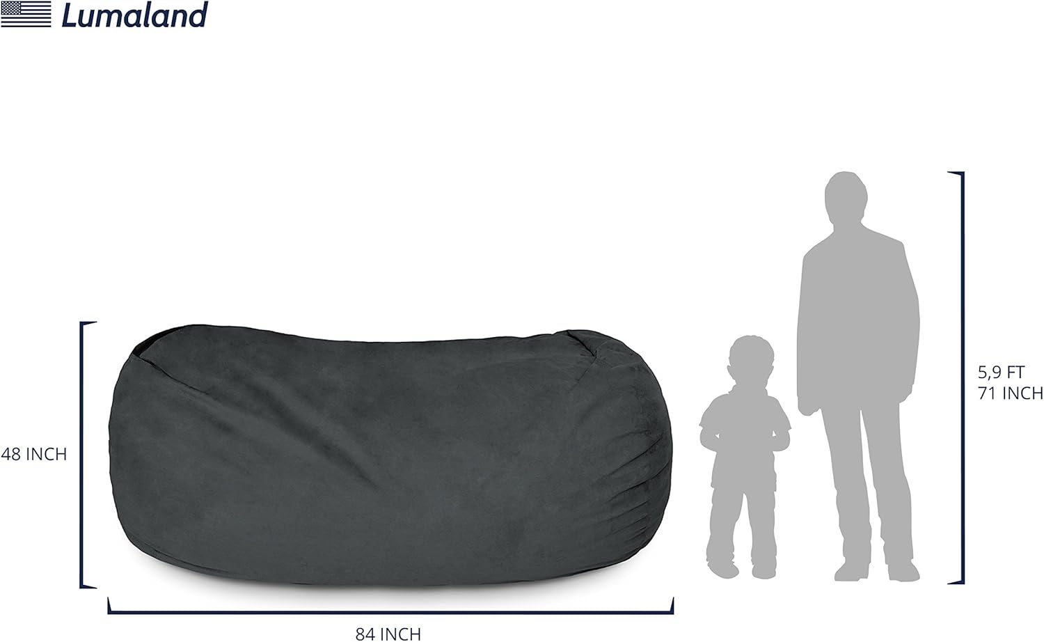 Luxurious Giant 7ft Bean Bag Chair with Microsuede Cover - Ultra Soft, Foam Filling, Washable XXL Bean Bag Sofa for Kids, Teenagers, Adults - Sack Chair for Dorm, Family Room - Brown