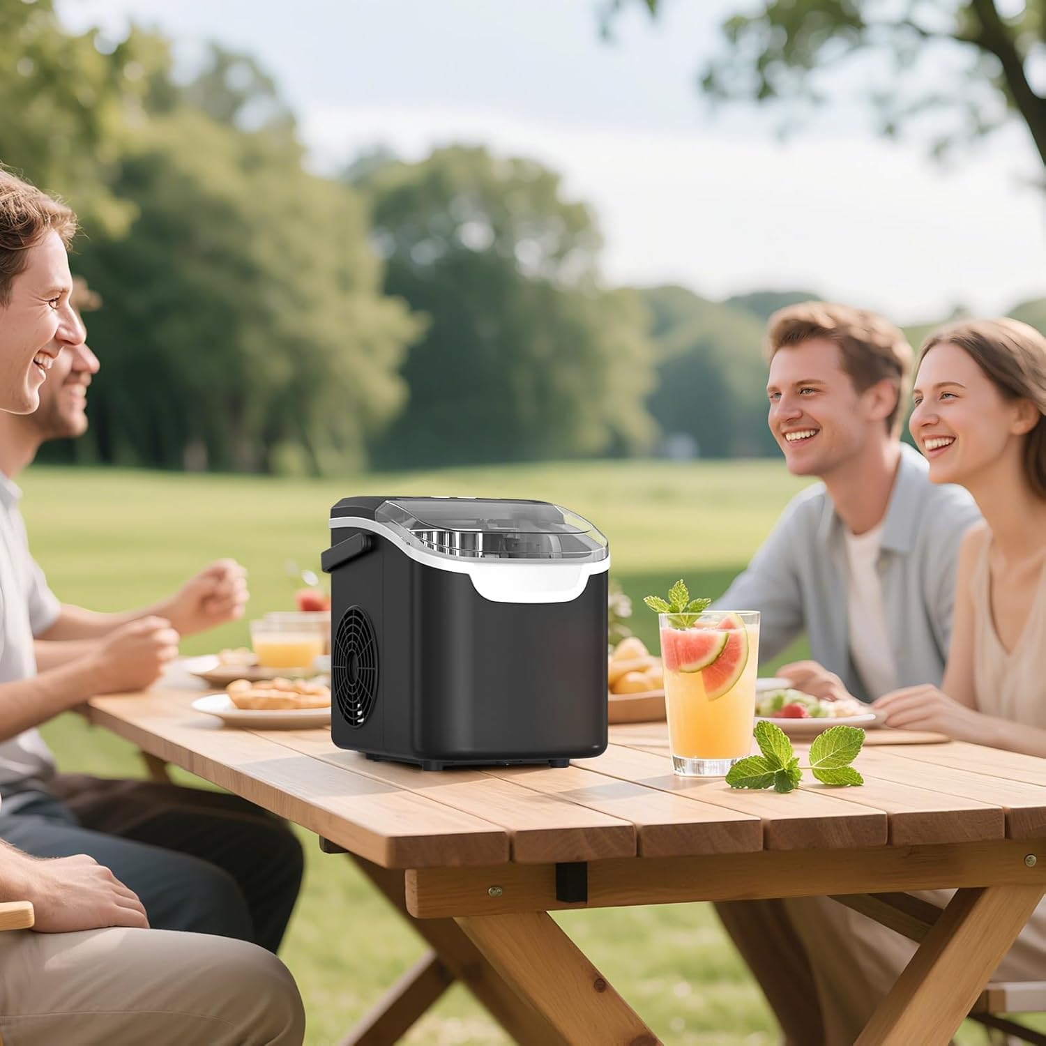 Ice Maker Countertop, Efficient Easy Carry Ice Machine, Self-Cleaning Ice Maker with Ice Scoop & Basket, 9pcs/ 8mins 26.6Lbs Per Day for Home/Office/Kitchen,Black