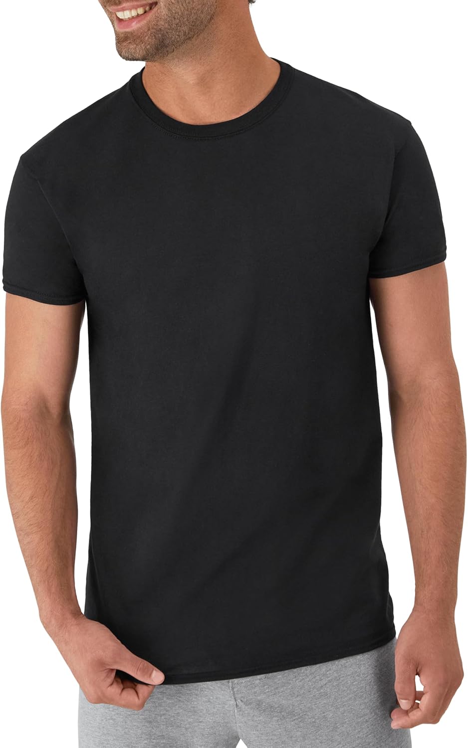 Men's Undershirt Packs, Stay-Tucked Soft Cotton Undershirts, White/Black/Asstd Multipacks fit and styling view