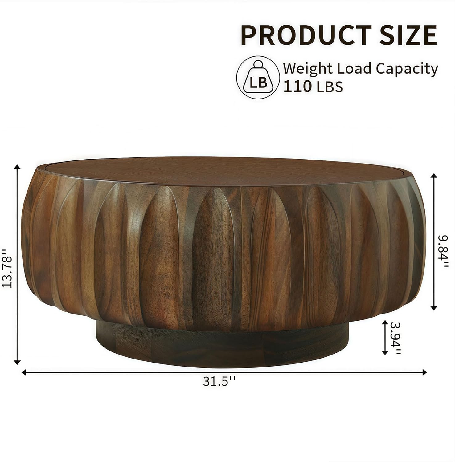 Nesting Coffee Table Set of 2, Round & Crescent Moon Wooden Coffee Tables, Modern Luxury Accent End Tea Table for Living Room Apartment (Black-Round)