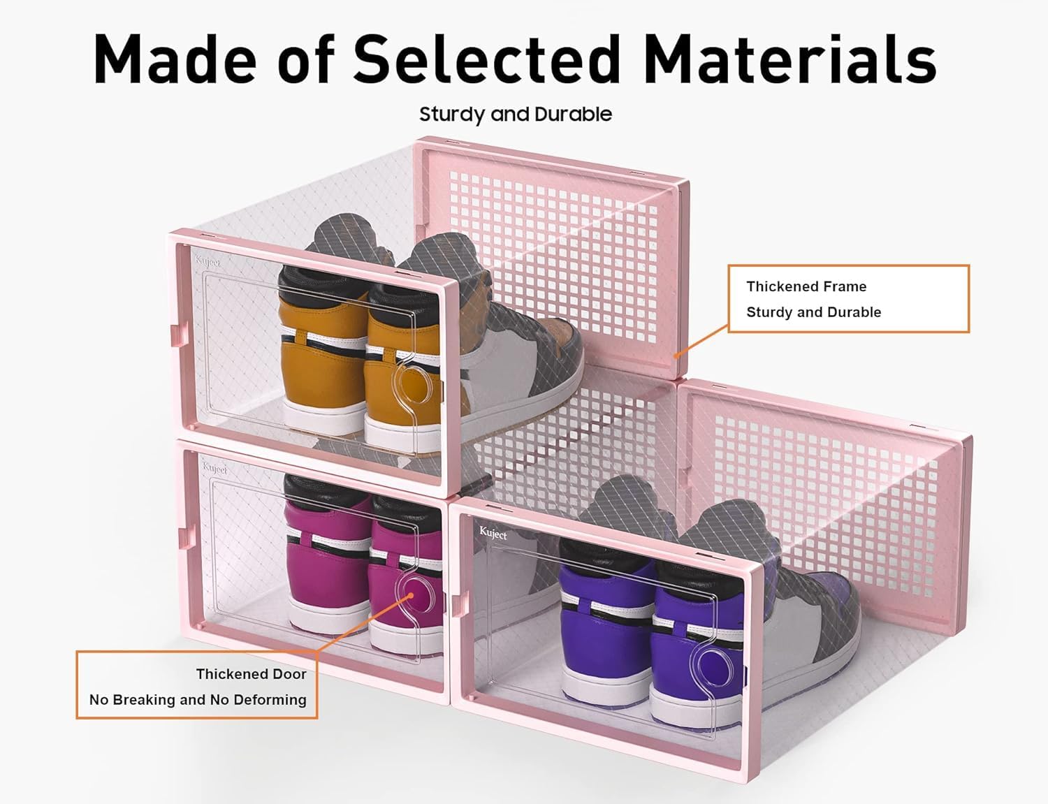 Large Shoe Storage Boxes Organizers Clear Plastic Stackable 12 Pack, Shoe Rack & Holder Substitute, Sneaker Containers, Toy Storage Organizer Bins for Entryway, Closet, Under Bed, Black