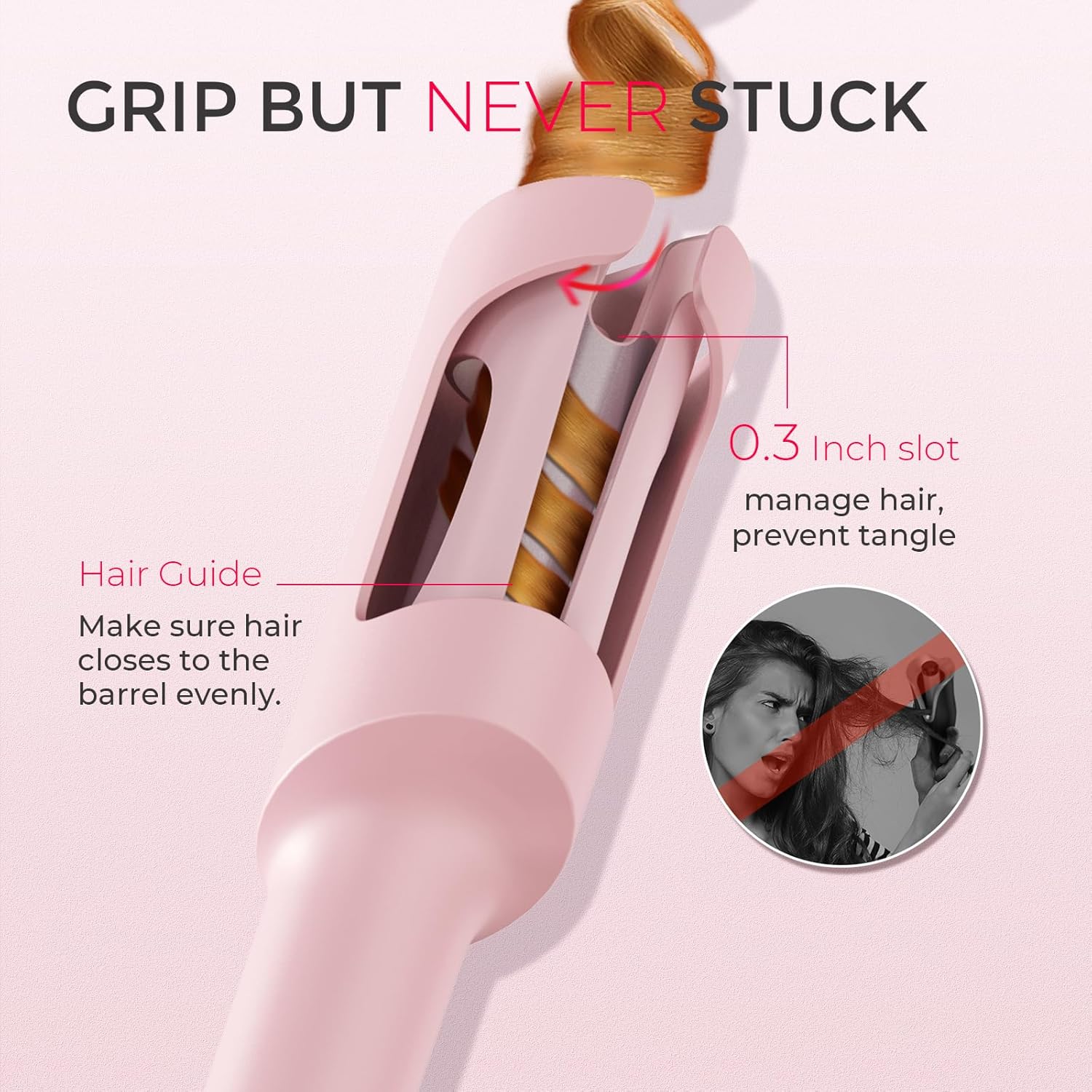 Automatic Rotating Curling Iron - CURLPRO Beach Waves Curling Wand, Portable Hair Curler, 500 Million Ionic, Dual Voltage & Lightweight for Travel, Ceramic Coating, 1 Inch, Metallic Gray