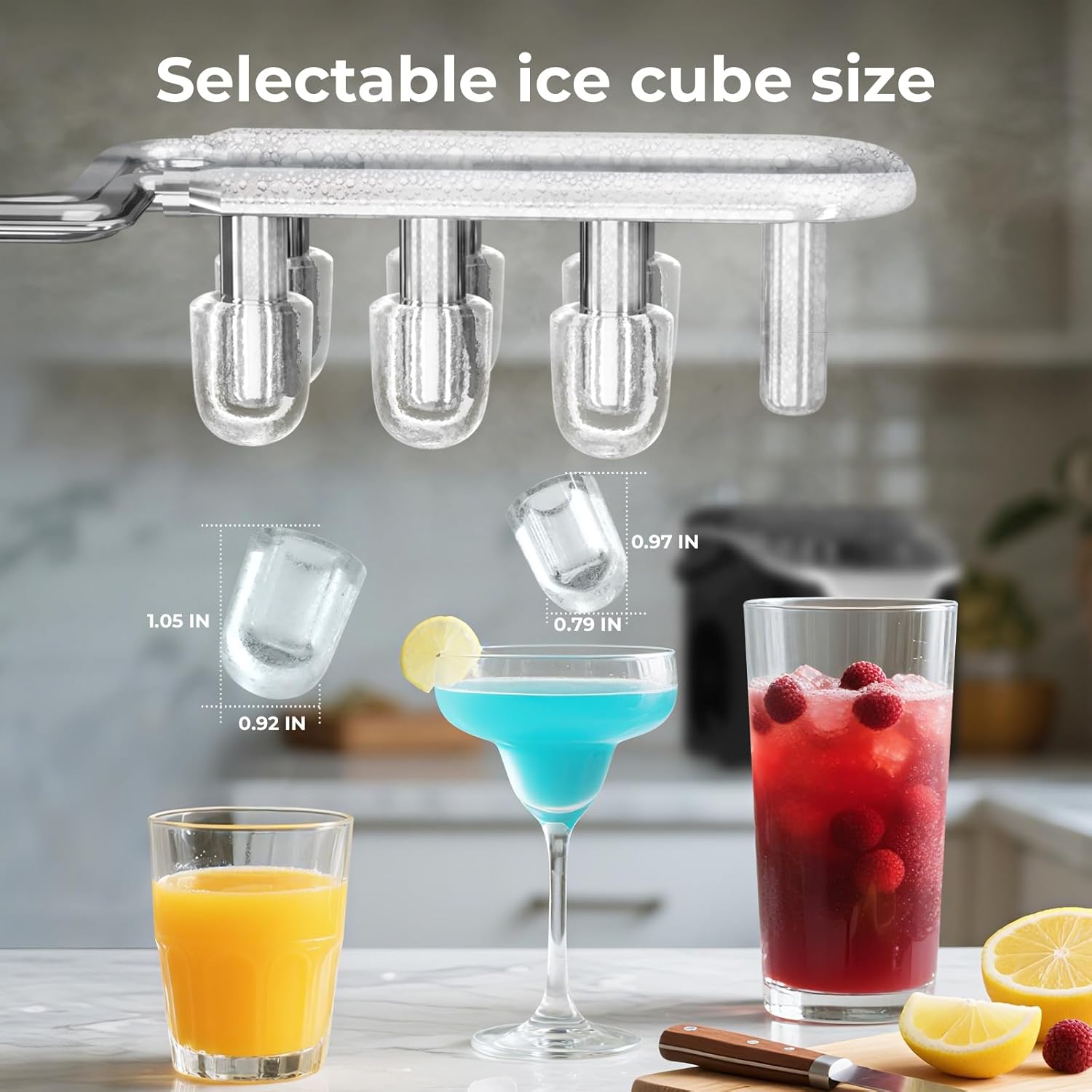 Ice Maker Countertop, Efficient Easy Carry Ice Machine, Self-Cleaning Ice Maker with Ice Scoop & Basket, 9pcs/ 8mins 26.6Lbs Per Day for Home/Office/Kitchen,Black