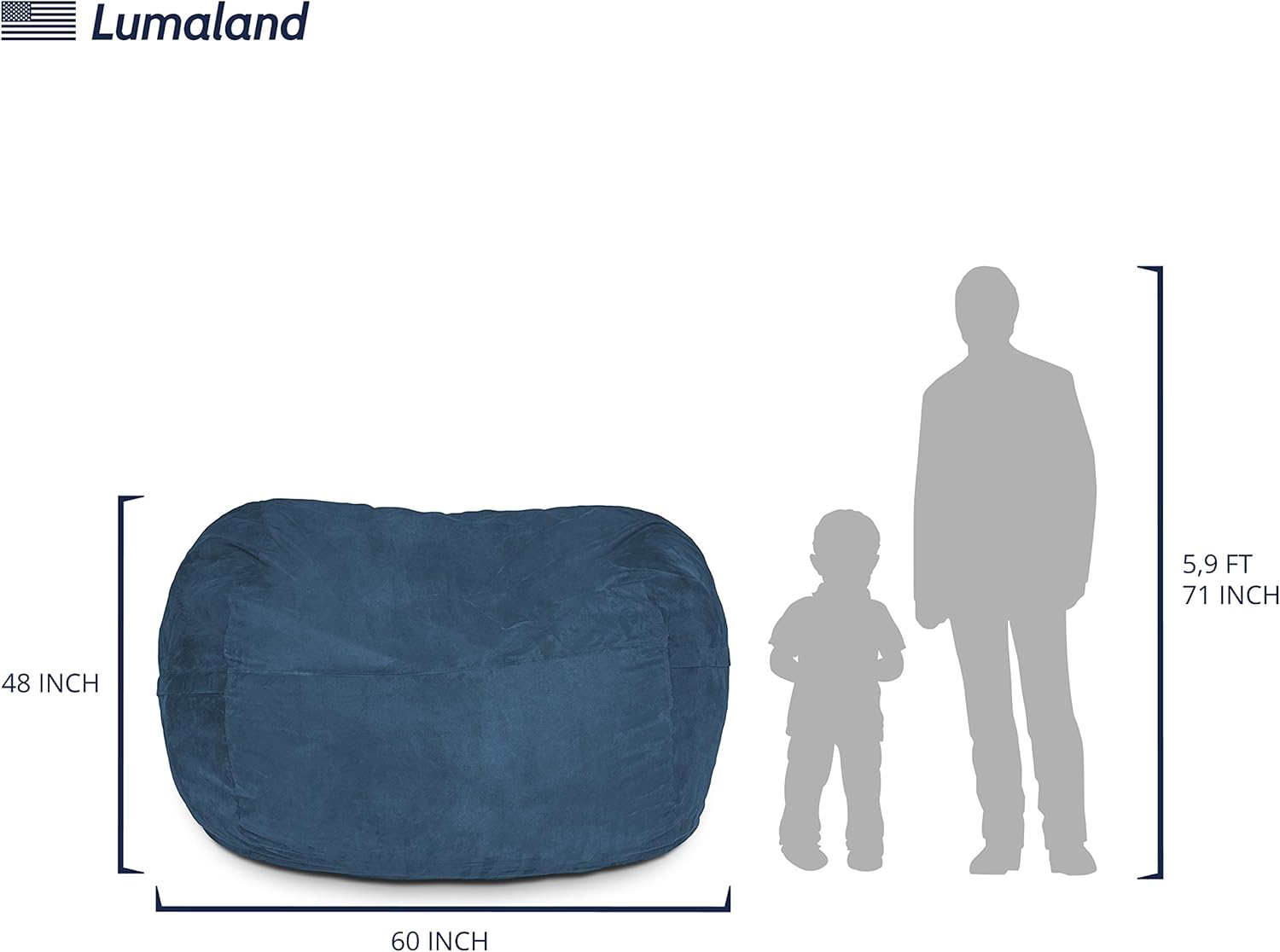Luxurious Giant 7ft Bean Bag Chair with Microsuede Cover - Ultra Soft, Foam Filling, Washable XXL Bean Bag Sofa for Kids, Teenagers, Adults - Sack Chair for Dorm, Family Room - Brown
