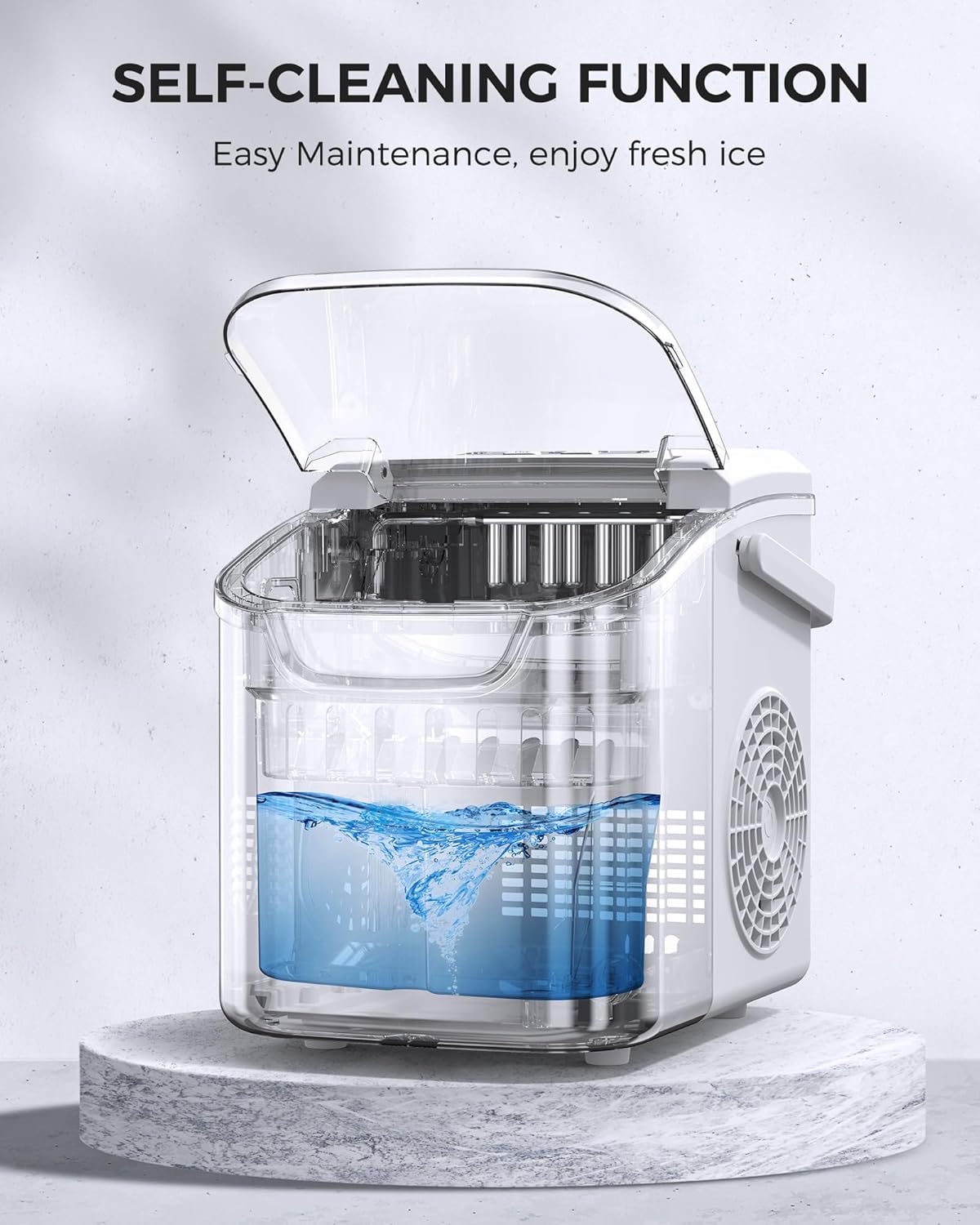 COWSAR Ice Maker Countertop, Portable Ice Machine with Self-Cleaning, 26.5 lbs/24Hrs, 8 Ice Cubes in 6 Mins, Ice Basket and Scoop, Ideal for Home, Kitchen, Bar, Camping