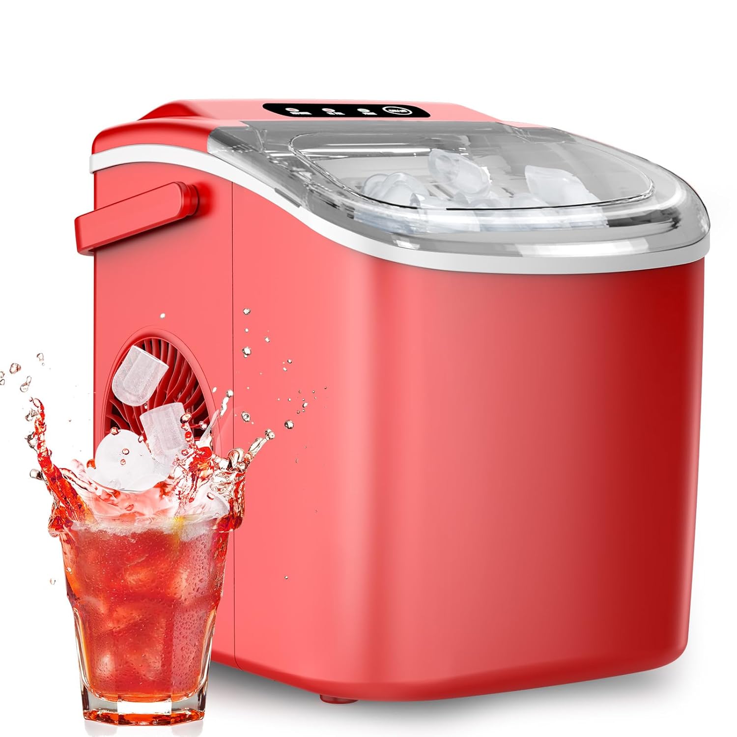 Ice Maker Countertop, Efficient Easy Carry Ice Machine, Self-Cleaning Ice Maker with Ice Scoop & Basket, 9pcs/ 8mins 26.6Lbs Per Day for Home/Office/Kitchen,Black