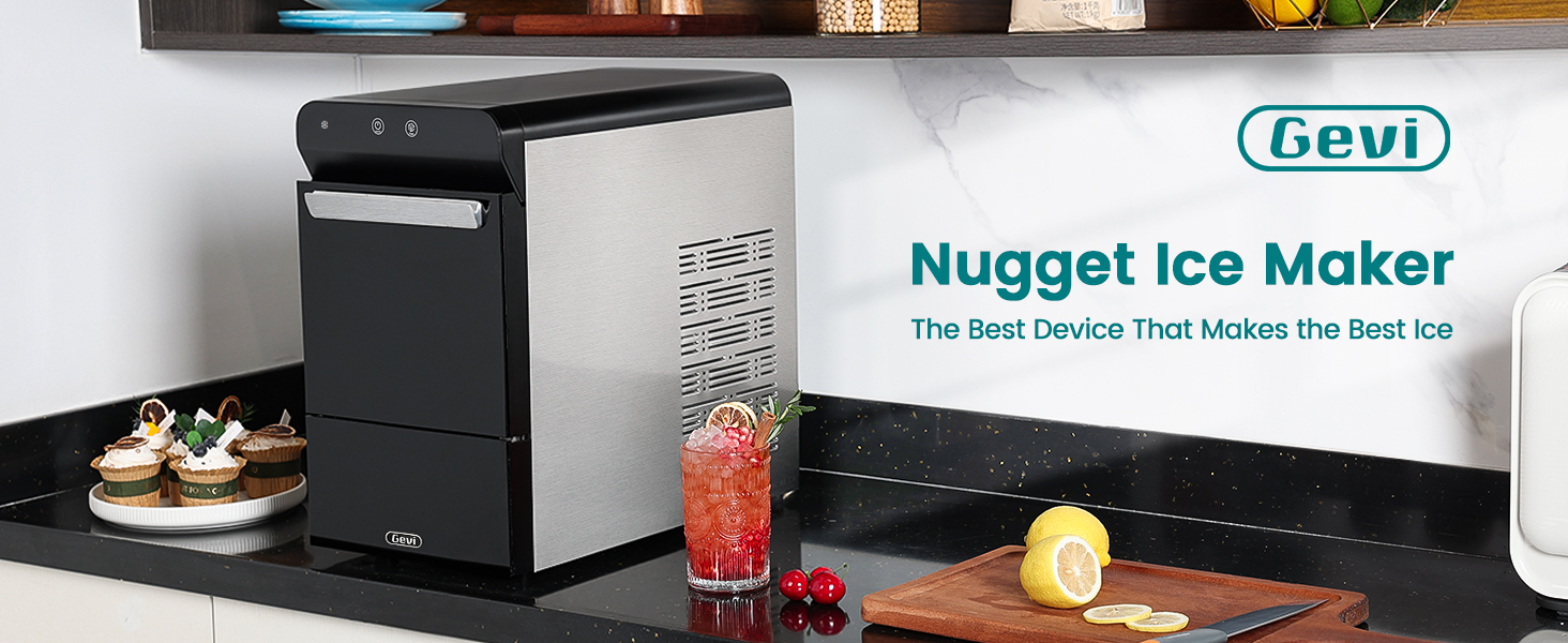 Gevi Household Countertop Nugget Ice Maker 2.0 GIMN-1000BBK