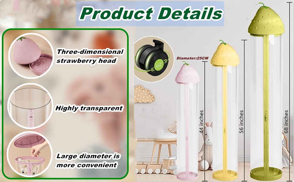 stuffed animal storage tube size
