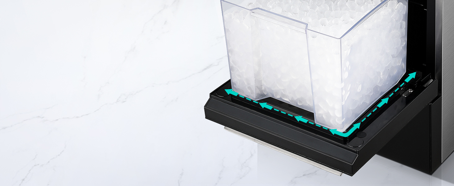 Easy access to ice by putting the ice basket on the lid without dripping