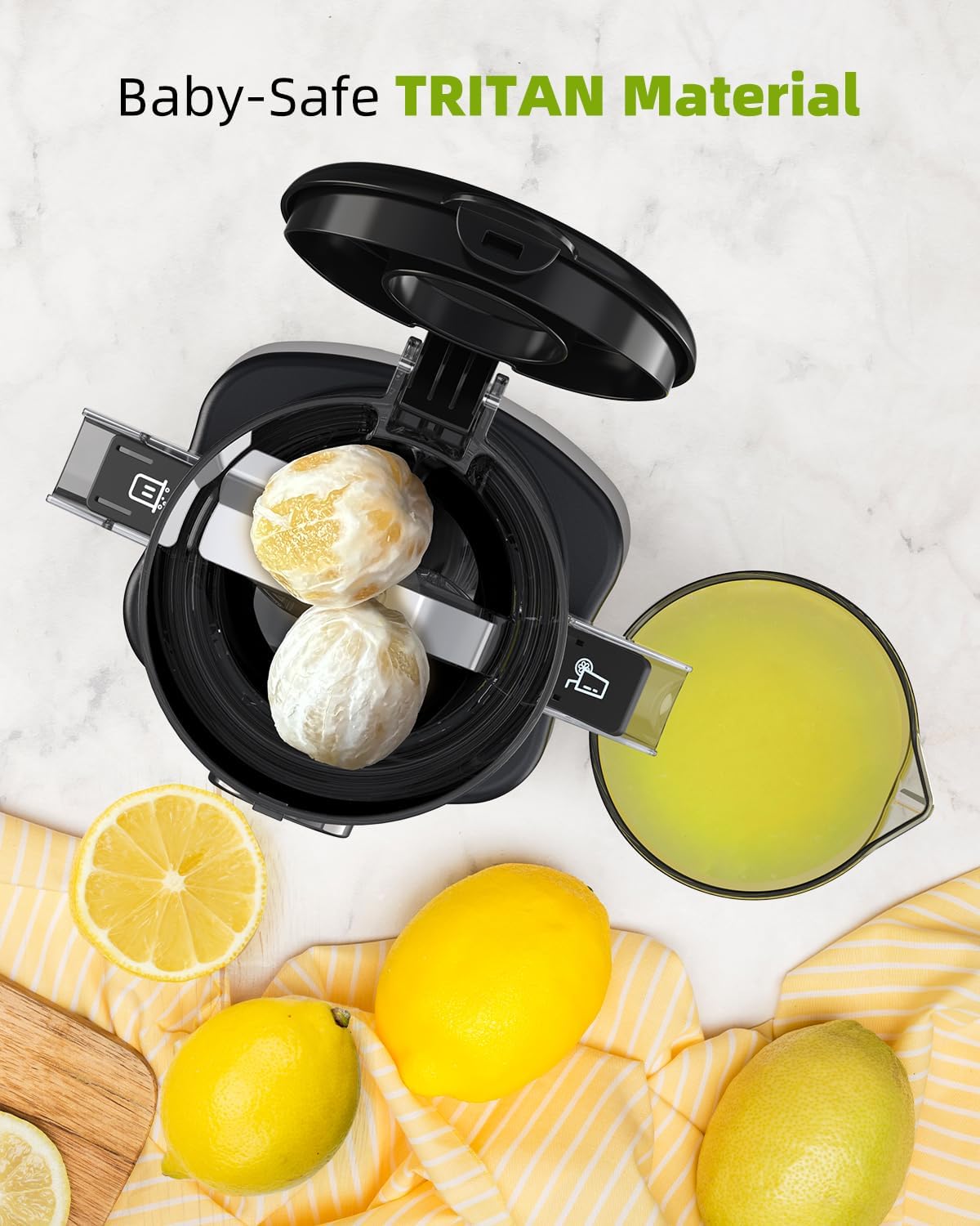 Cold Press Juicer with 8 Juice Bottles - Masticating Juicer Machines for Fruits and Veggies, 4.25" Large Feed Chute, Easy to Clean