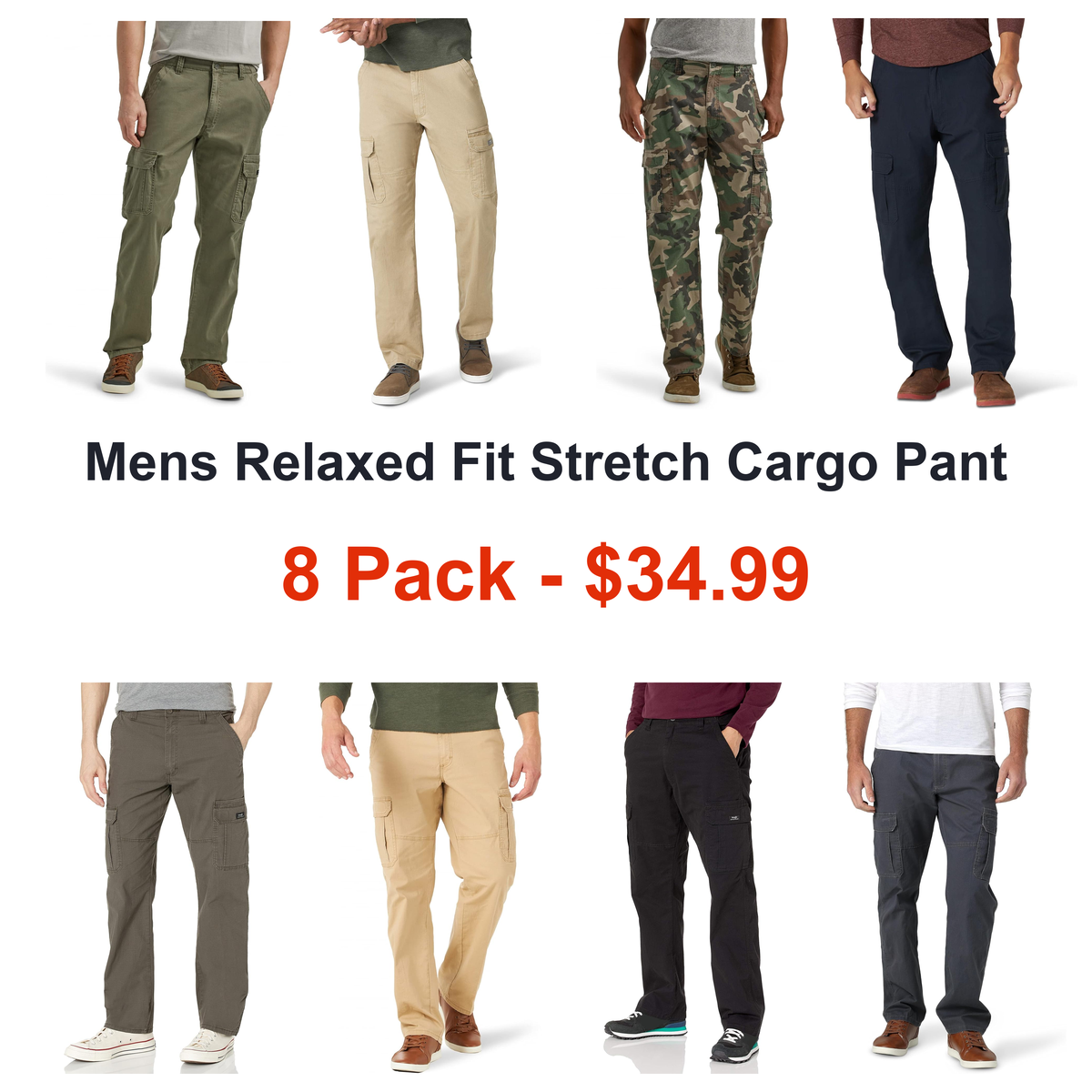 Wrangler Mens Relaxed Fit Stretch Cargo Pant