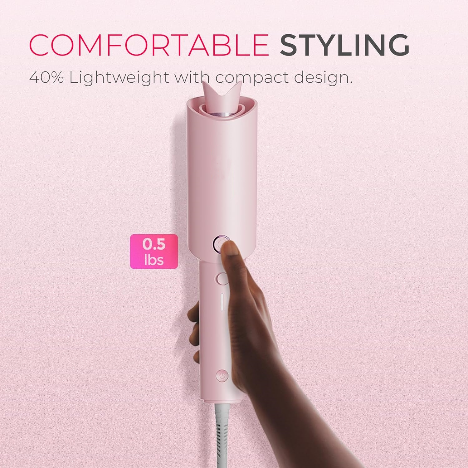 Automatic Rotating Curling Iron - CURLPRO Beach Waves Curling Wand, Portable Hair Curler, 500 Million Ionic, Dual Voltage & Lightweight for Travel, Ceramic Coating, 1 Inch, Metallic Gray