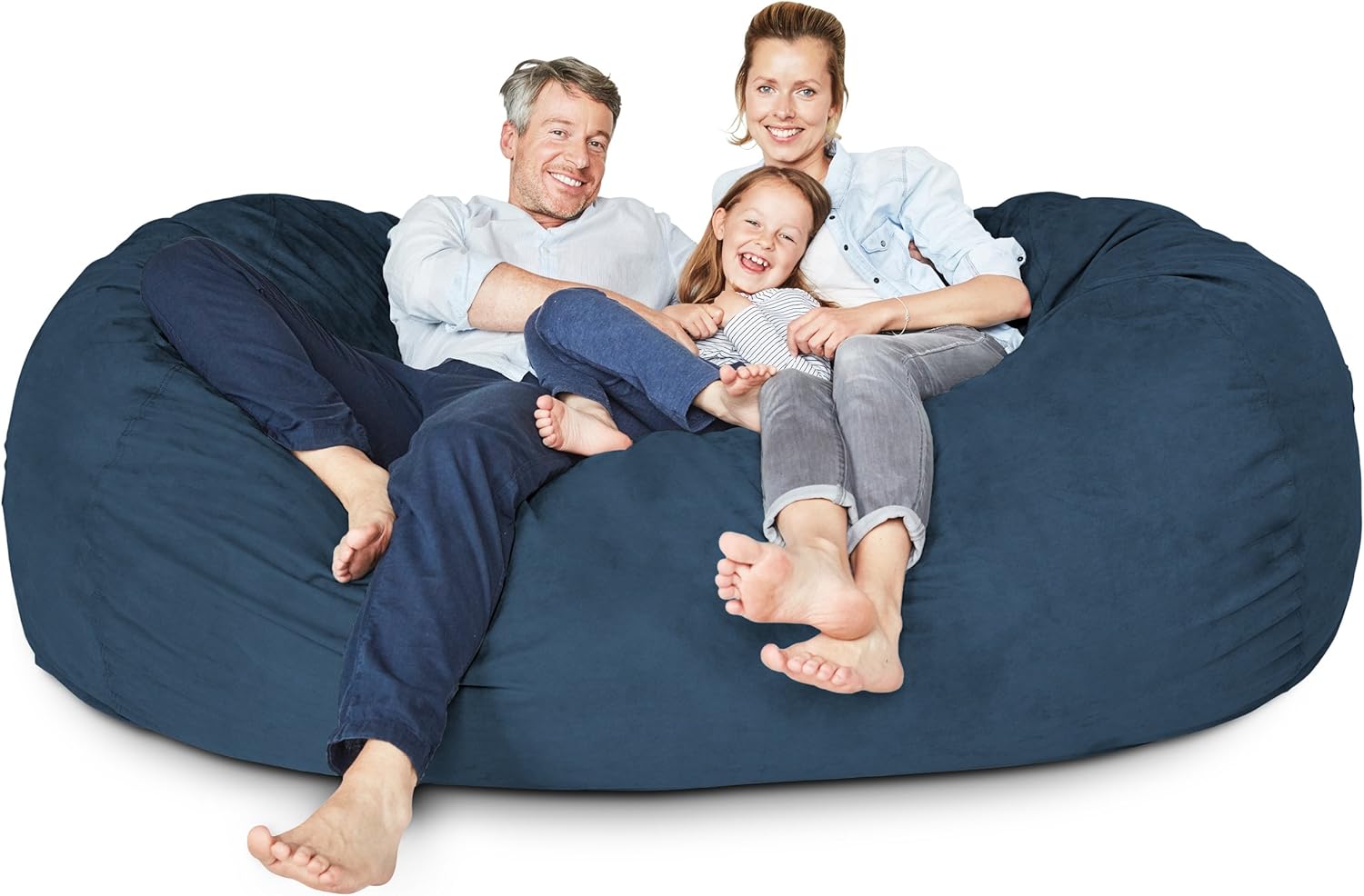 Luxurious Giant 7ft Bean Bag Chair with Microsuede Cover - Ultra Soft, Foam Filling, Washable XXL Bean Bag Sofa for Kids, Teenagers, Adults - Sack Chair for Dorm, Family Room - Brown
