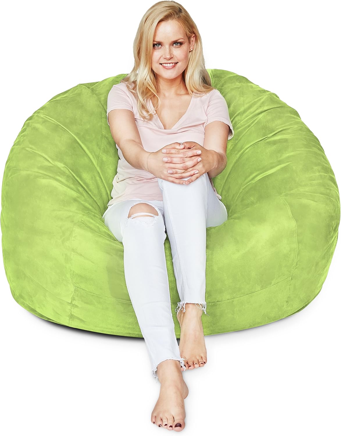 Luxurious Giant 7ft Bean Bag Chair with Microsuede Cover - Ultra Soft, Foam Filling, Washable XXL Bean Bag Sofa for Kids, Teenagers, Adults - Sack Chair for Dorm, Family Room - Brown