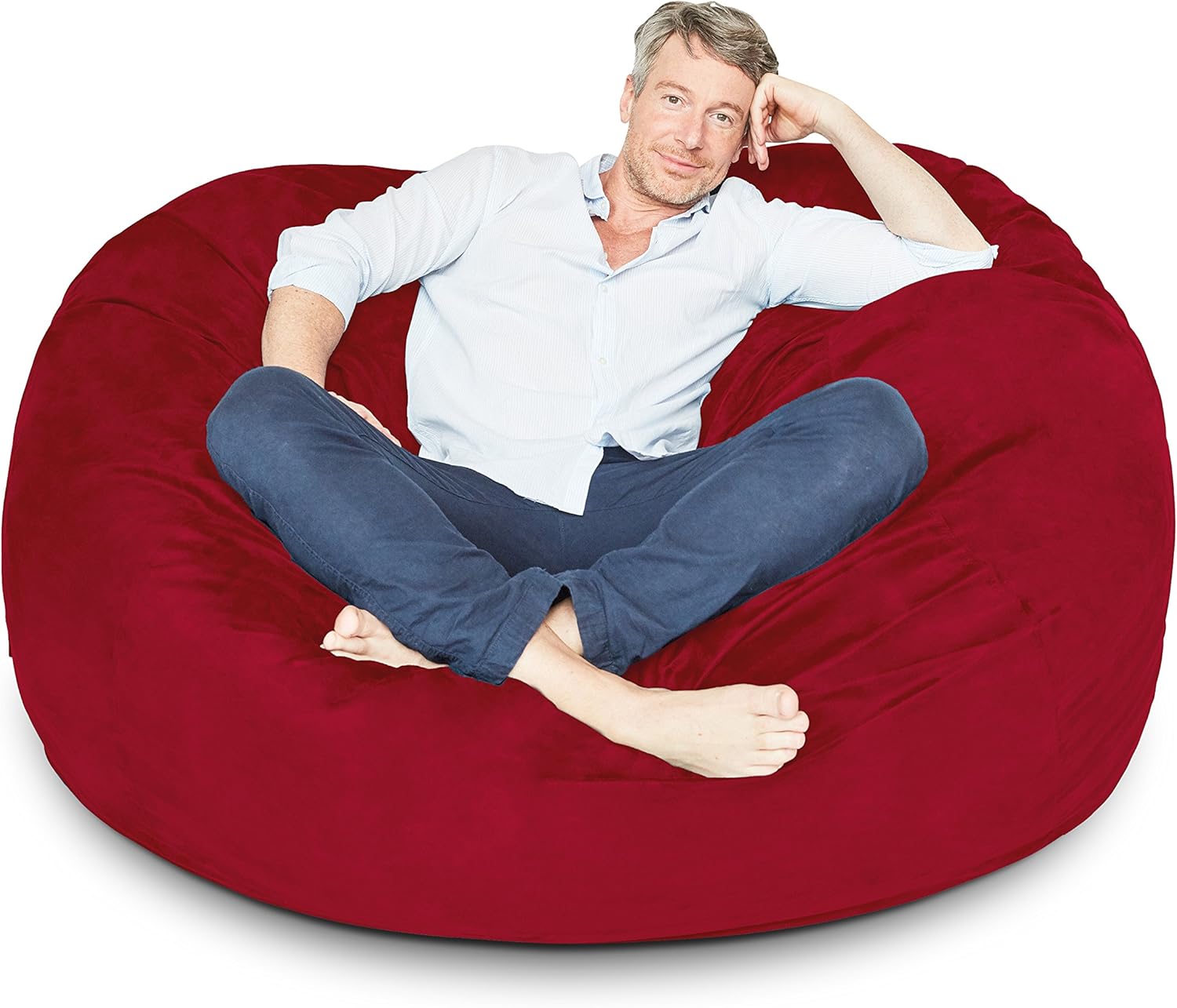 Luxurious Giant 7ft Bean Bag Chair with Microsuede Cover - Ultra Soft, Foam Filling, Washable XXL Bean Bag Sofa for Kids, Teenagers, Adults - Sack Chair for Dorm, Family Room - Brown