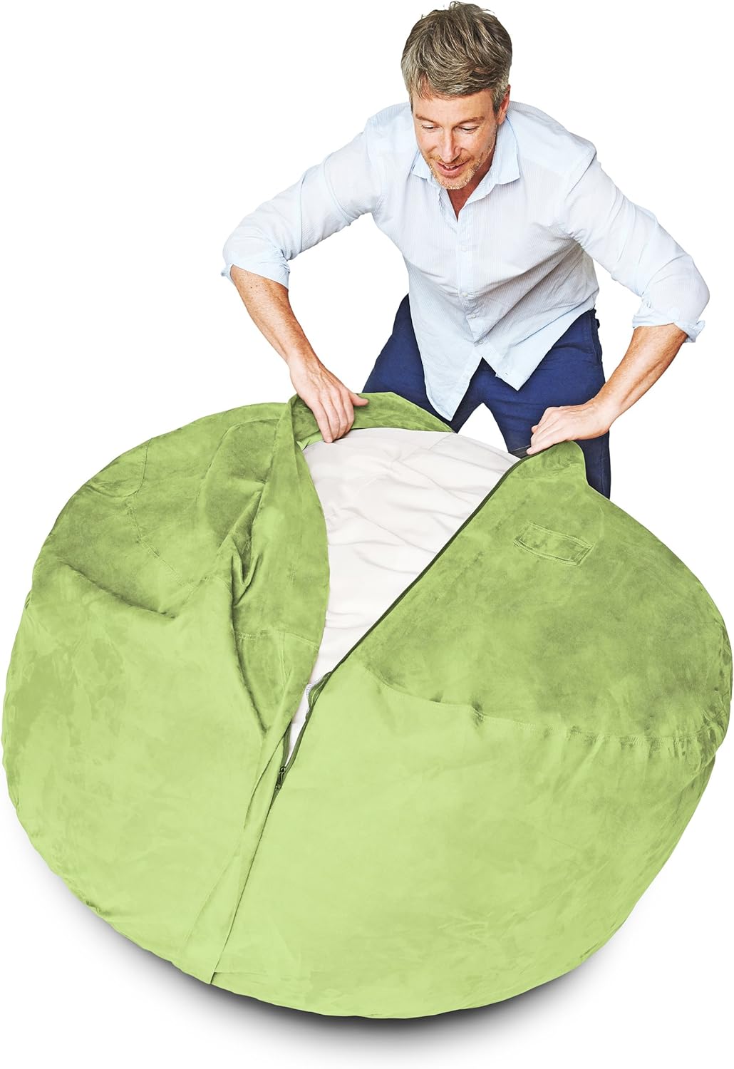 Luxurious Giant 7ft Bean Bag Chair with Microsuede Cover - Ultra Soft, Foam Filling, Washable XXL Bean Bag Sofa for Kids, Teenagers, Adults - Sack Chair for Dorm, Family Room - Brown