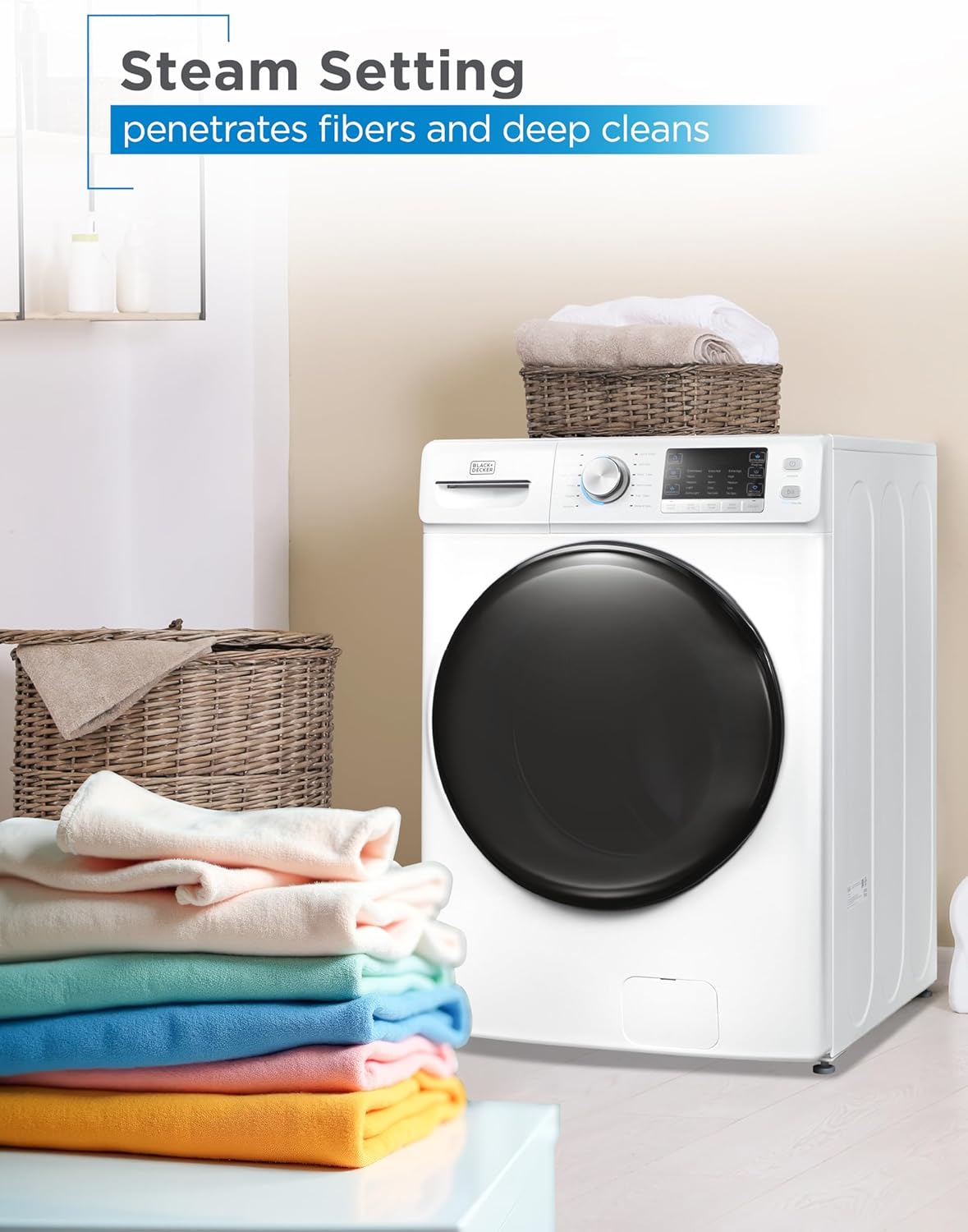 BLACK+DECKER 0.9 Cu. Ft. Portable Washer, 6.6 lb. Capacity Washing Machine for Homes & Apartments, 5 Wash Cycles, Quick Connect Sink Adapter and Drain Hose Included, Transparent Lid, BPWM09W, White