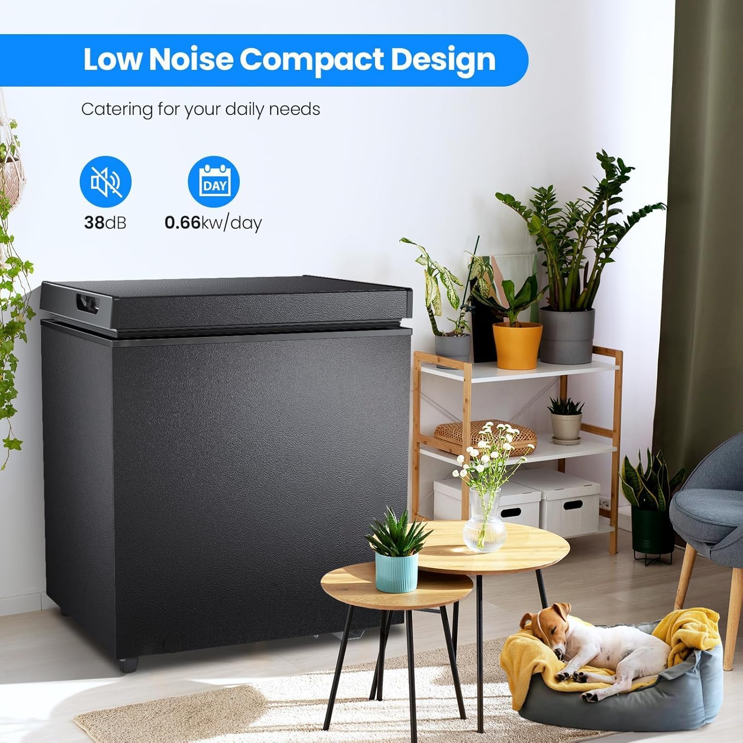 Kismile 3.5 Cubic Feet Chest Freezer with 2 Removable Baskets Free Standing Top Open Door Compact Freezer with Adjustable Temperature for Home/Kitchen/Office/Bar (3.5 Cubic Feet, Black)