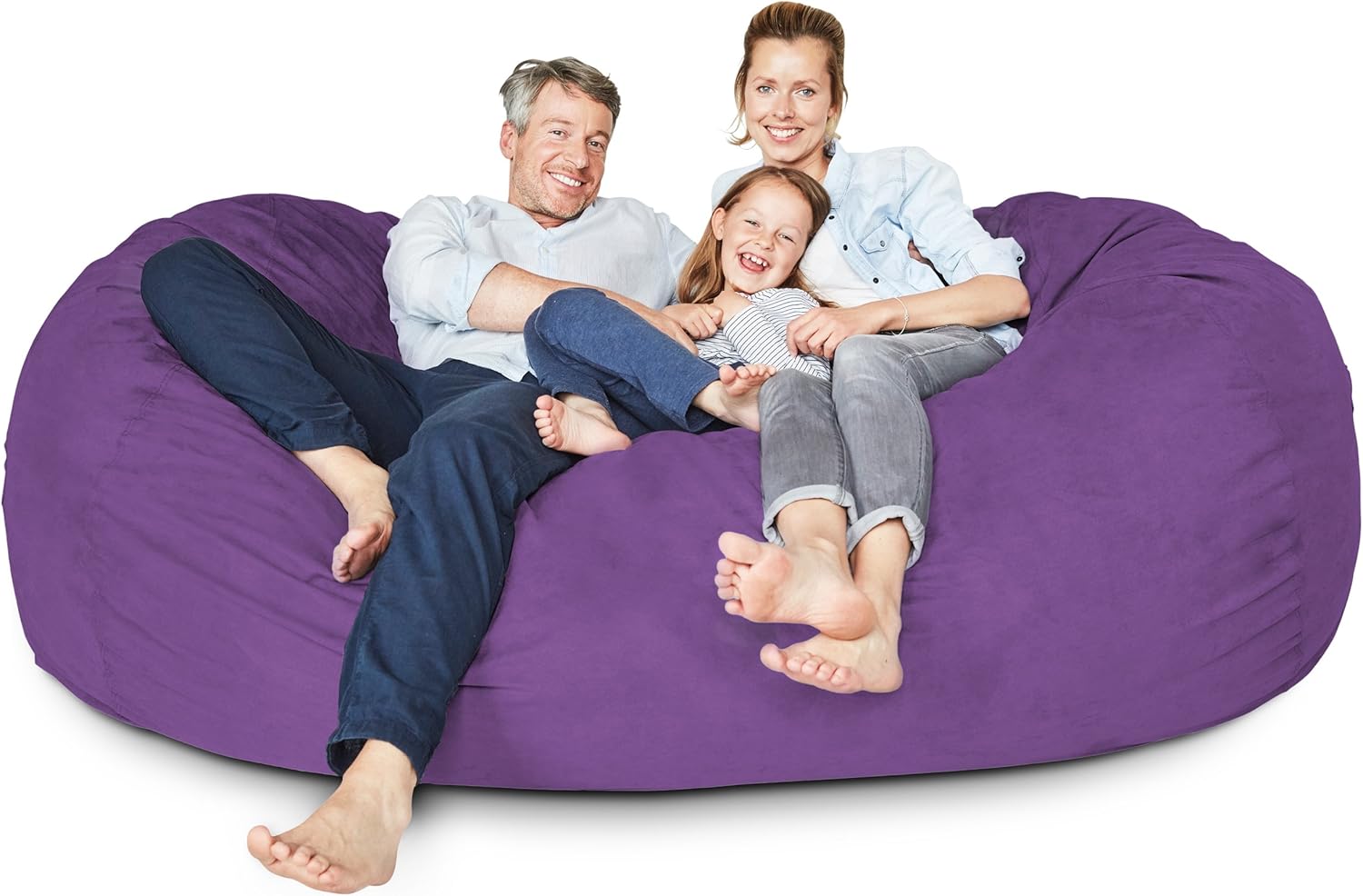 Luxurious Giant 7ft Bean Bag Chair with Microsuede Cover - Ultra Soft, Foam Filling, Washable XXL Bean Bag Sofa for Kids, Teenagers, Adults - Sack Chair for Dorm, Family Room - Brown