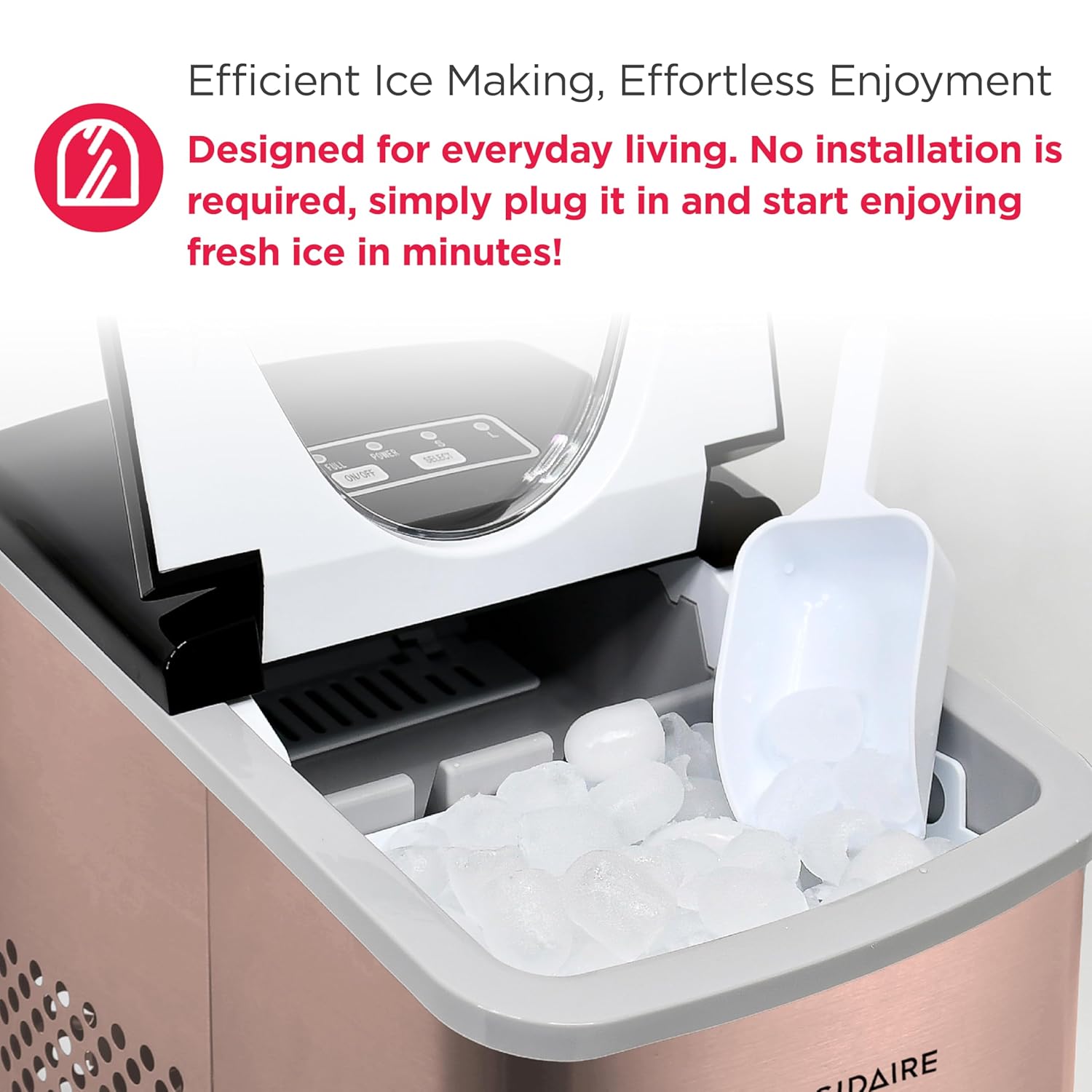 Frigidaire 26 Lbs per Day Portable Compact Maker, Ice Making Machine, Stainless, Medium