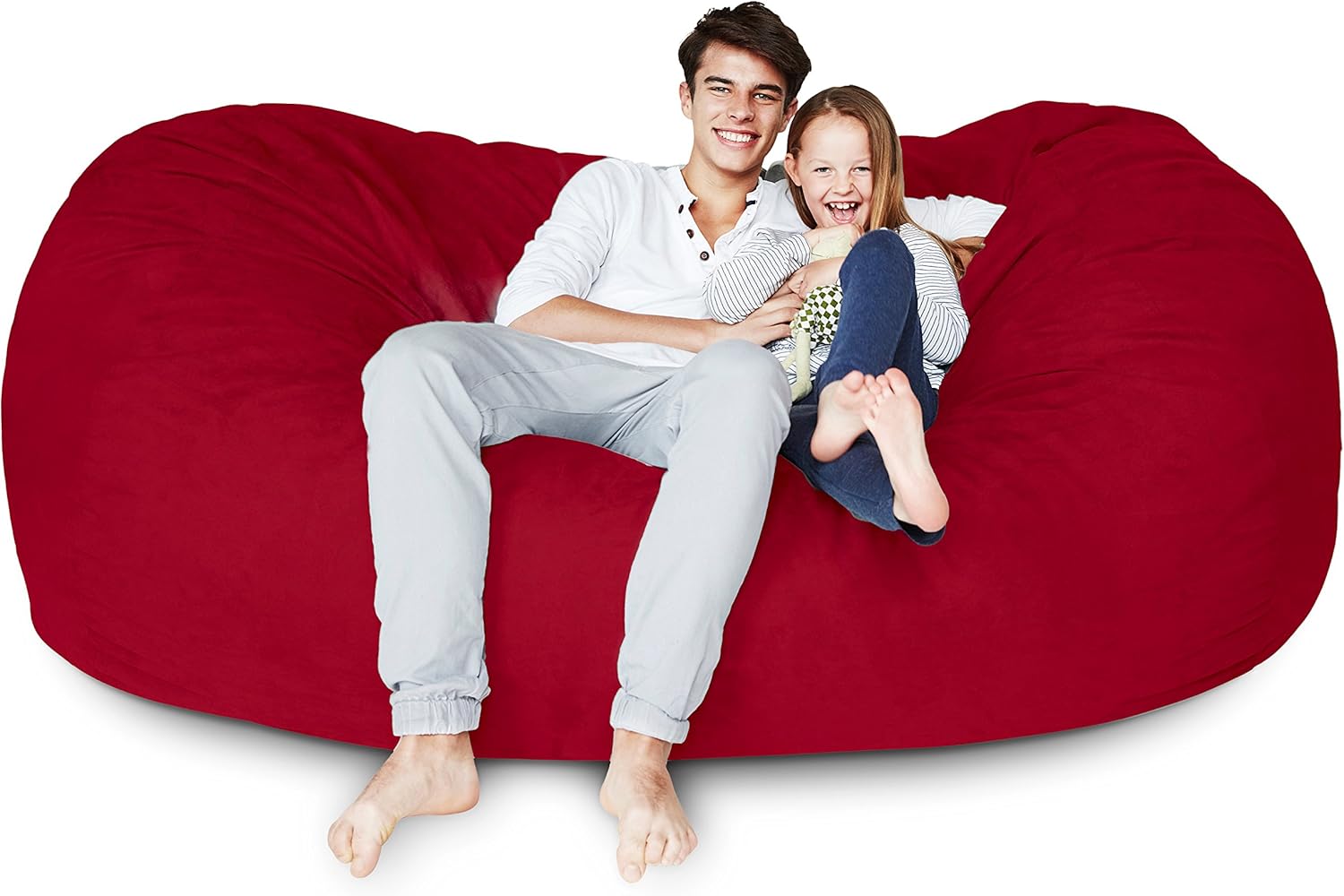Luxurious Giant 7ft Bean Bag Chair with Microsuede Cover - Ultra Soft, Foam Filling, Washable XXL Bean Bag Sofa for Kids, Teenagers, Adults - Sack Chair for Dorm, Family Room - Brown