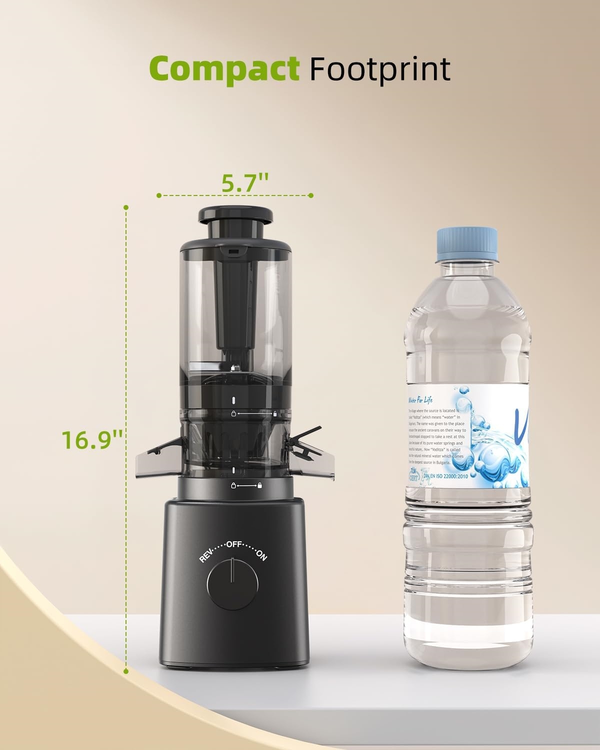 Cold Press Juicer with 8 Juice Bottles - Masticating Juicer Machines for Fruits and Veggies, 4.25" Large Feed Chute, Easy to Clean