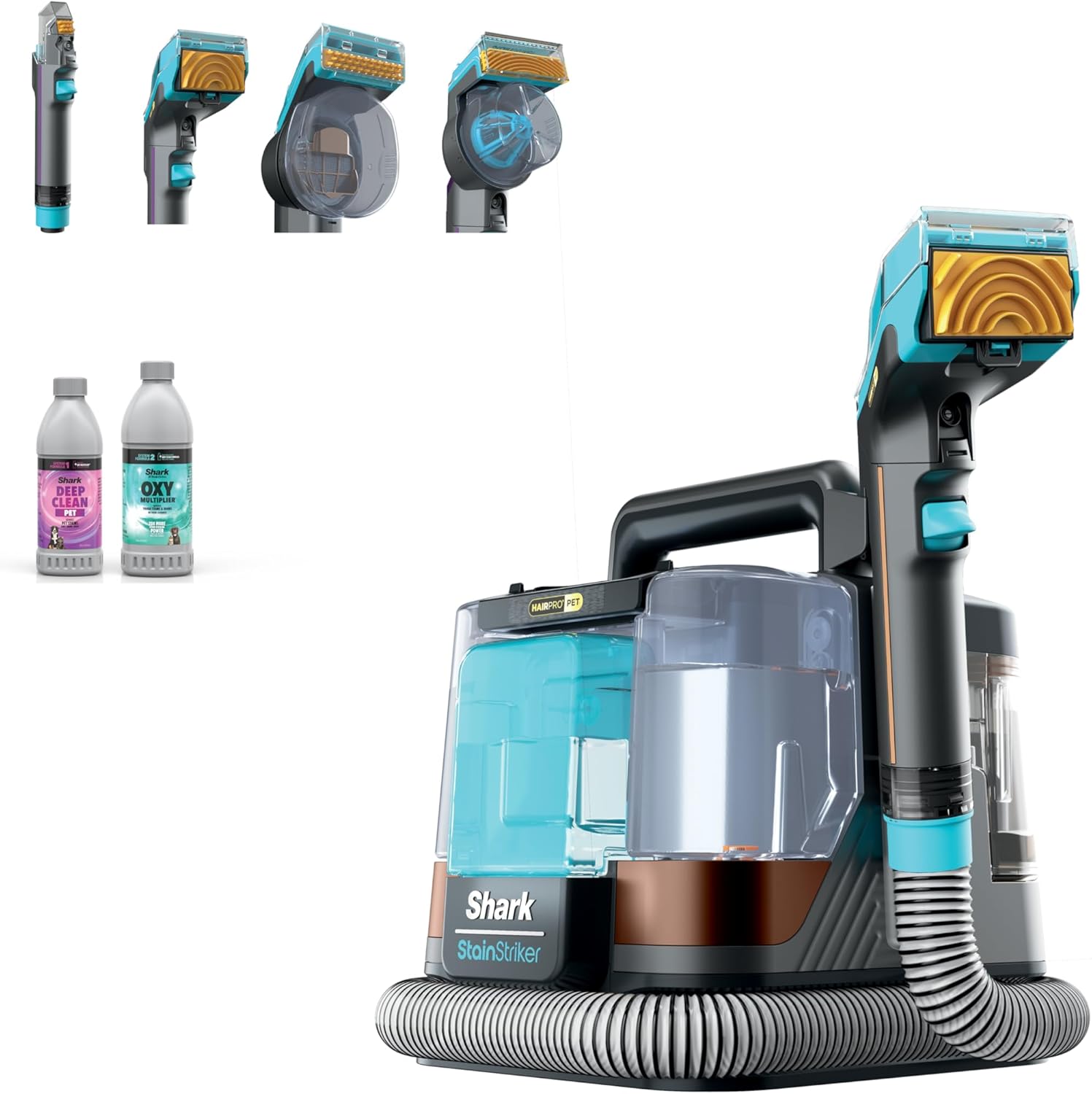 PX201 StainStriker Portable Carpet & Upholstery Cleaner, Spot, Stain, & Odor Eliminator, 3 Attachments, Perfect for Pets, Carpet, Area Rugs, Couches, Upholstery, Cars & More, White