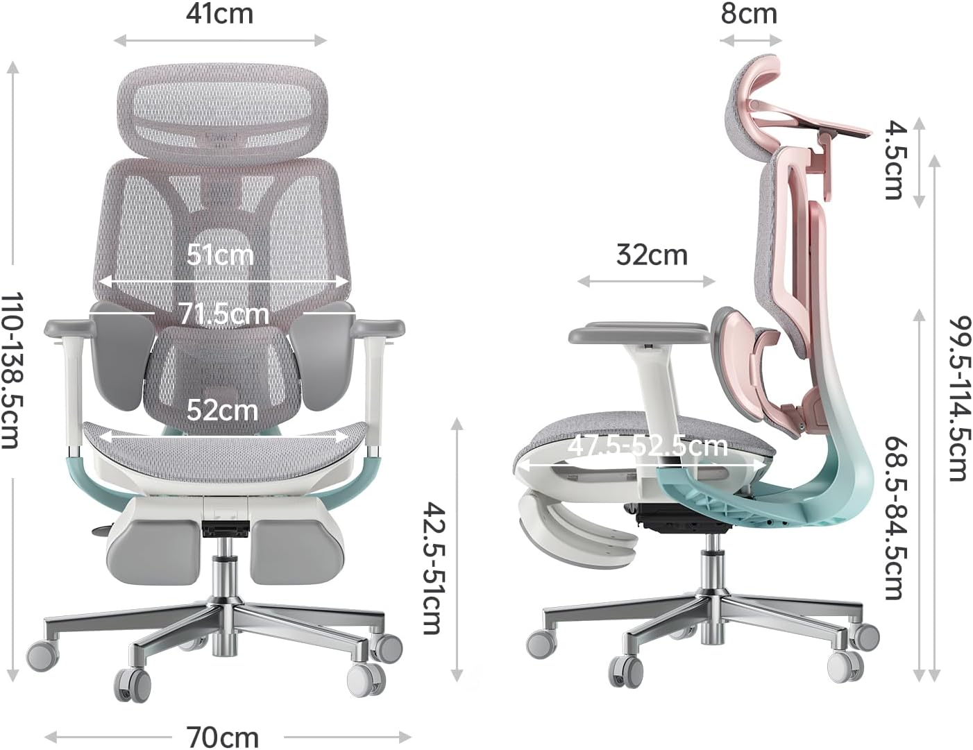 Hbaba E3 Pro Ergonomic Office Chair, Big and Tall Office Chair - with 3-Zone Dynamic Lumbar Support, 4D Adjustable Headrest, 4D Adjustable Armrests, Swivel