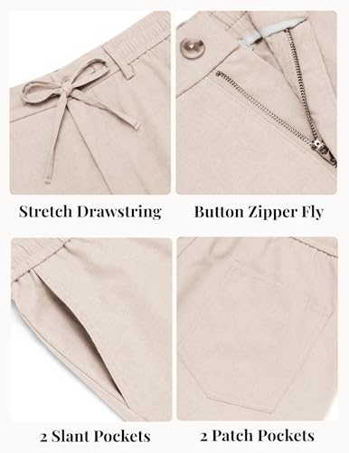 COOFANDY Men Cotton Linen Drawstring Pants Casual Lightweight Summer Beach Pants detail image
