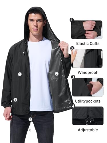 UIQUR Men Waterproof Raincoat Windbreaker Lightweight Packable Rain Jacket detail 16