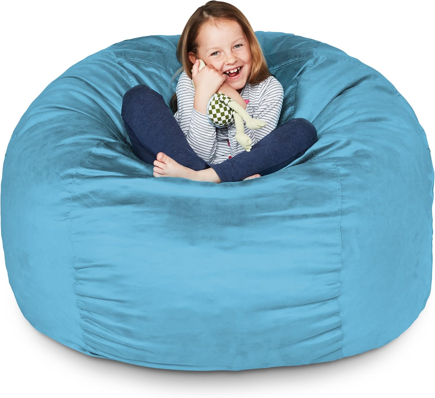 Luxurious Giant 7ft Bean Bag Chair with Microsuede Cover - Ultra Soft, Foam Filling, Washable XXL Bean Bag Sofa for Kids, Teenagers, Adults - Sack Chair for Dorm, Family Room - Brown