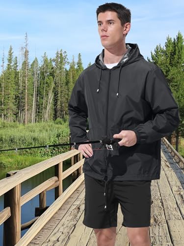 UIQUR Men Waterproof Raincoat Windbreaker Lightweight Packable Rain Jacket detail 13