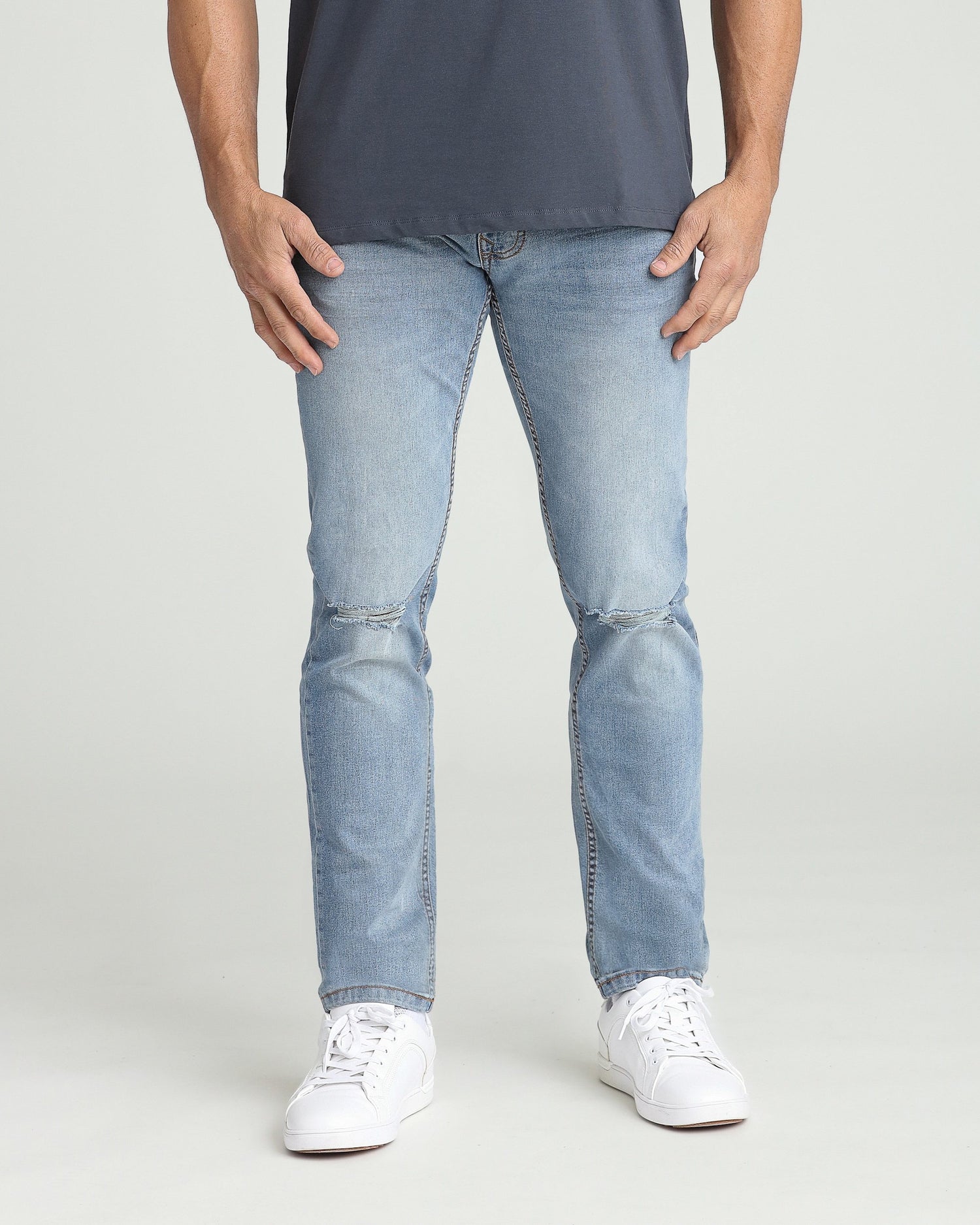 The OG Stretch Jean - Athletic Fit Ice - Light Tint (Ripped) product image