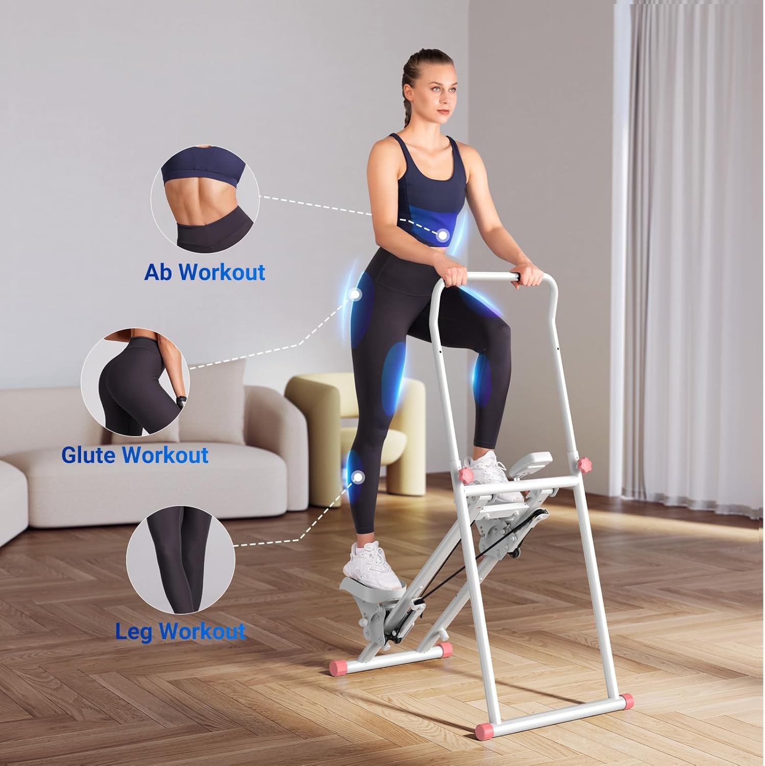 Stair Stepper for Home Gym Exercise, New Version Vertical Climber Machine for Full-Body Workout, Compact Folding Cardio Exercise Climber with Extended Step Range, Adjustable Handlebar & Pedals