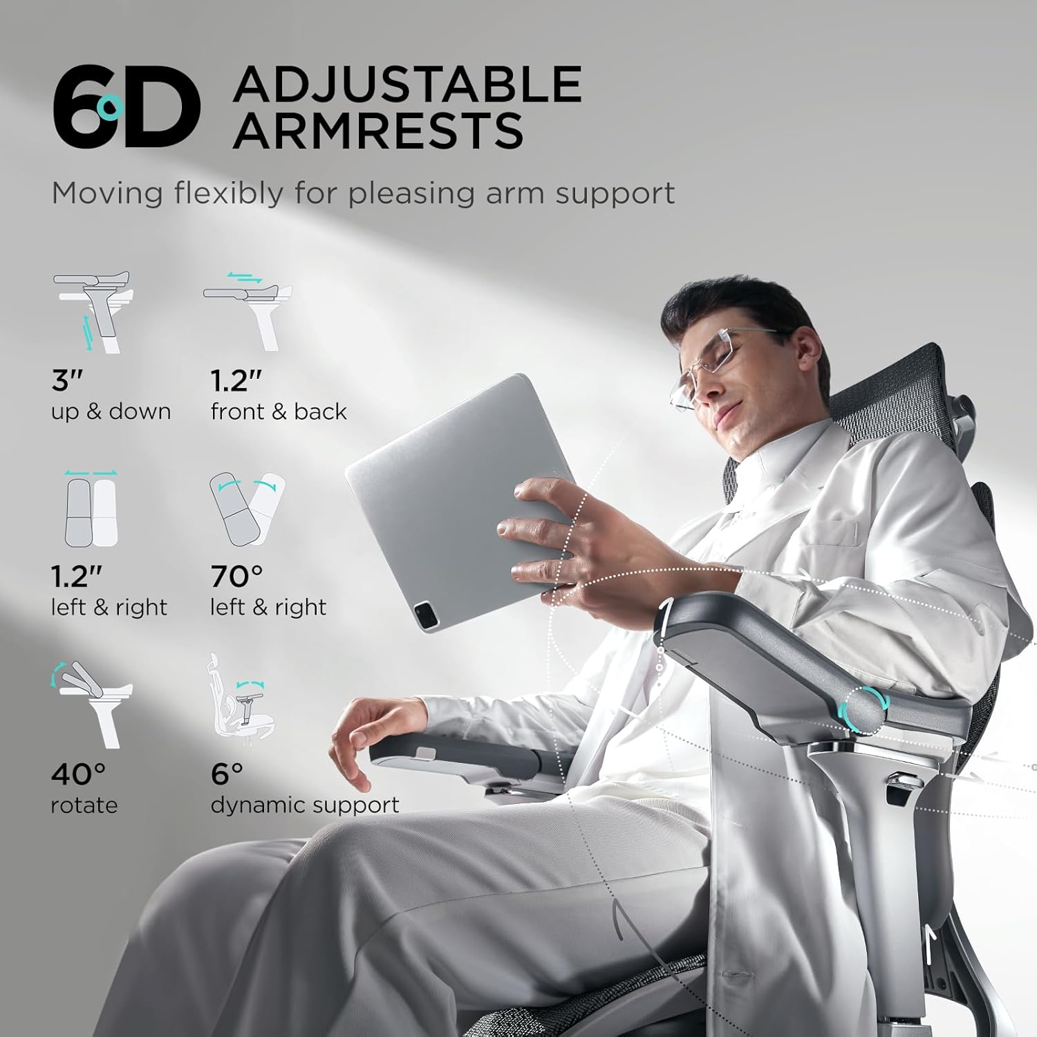 Hbaba E3 Pro Ergonomic Office Chair, Big and Tall Office Chair - with 3-Zone Dynamic Lumbar Support, 4D Adjustable Headrest, 4D Adjustable Armrests, Swivel
