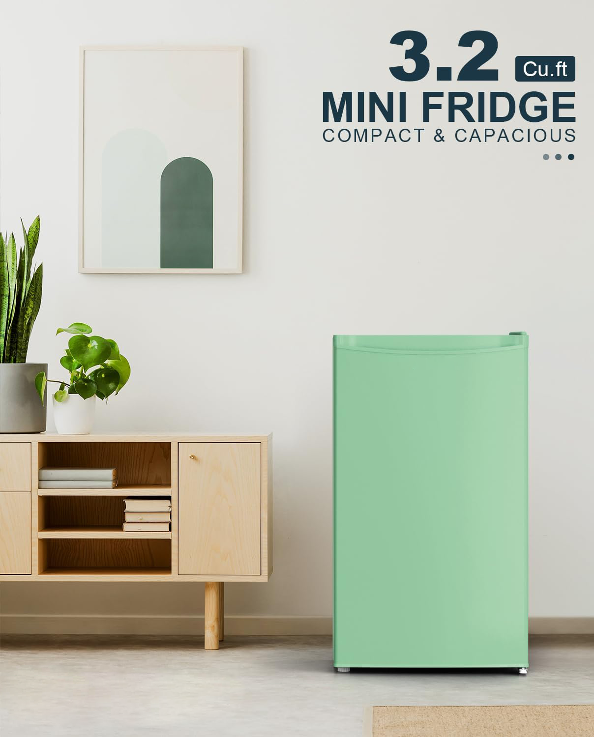 Prokonk 3.2 Cu.Ft Mini Fridge with Freezer, Single Door Mini Fridge, Dorm Fridge, Adjustable Thermostat, Mini Refrigerator for Bedroom, Office, Dorm, Black-BR321